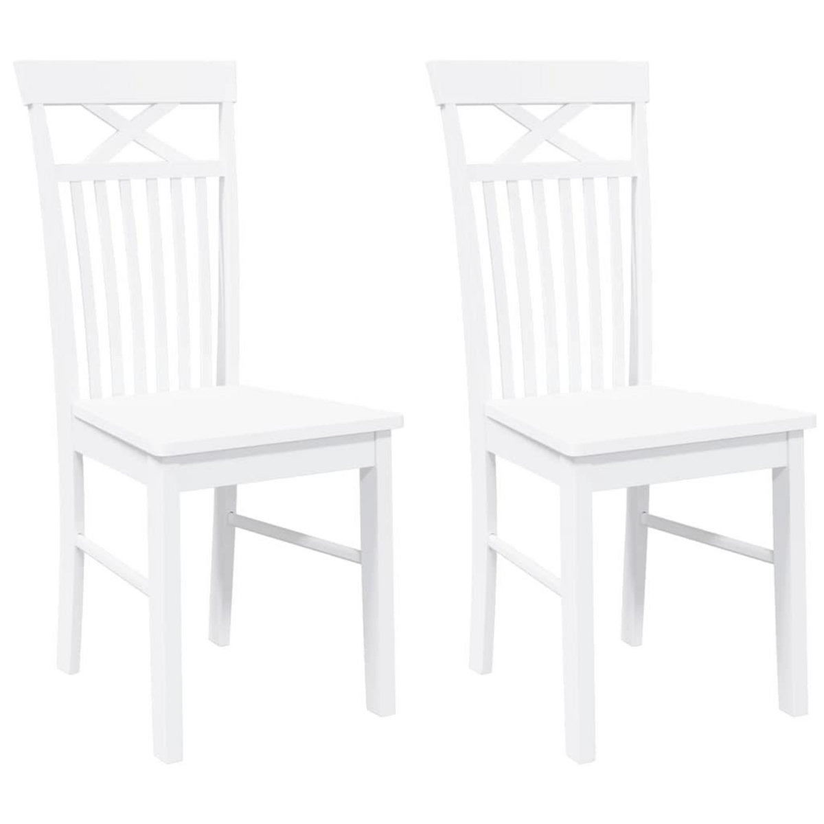 VIDAXL Chaises a manger 2 pcs blanc bois massif caoutchouc