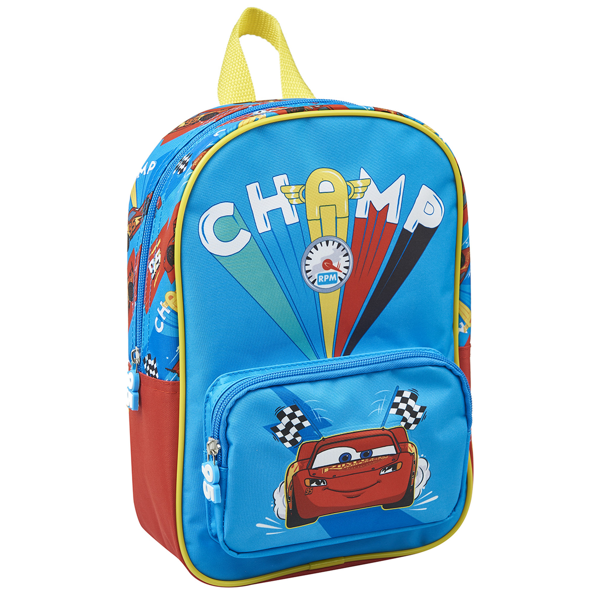Voir la diapositive 2 : DISNEY Sac maternelle avec pochette avant bleu Cars