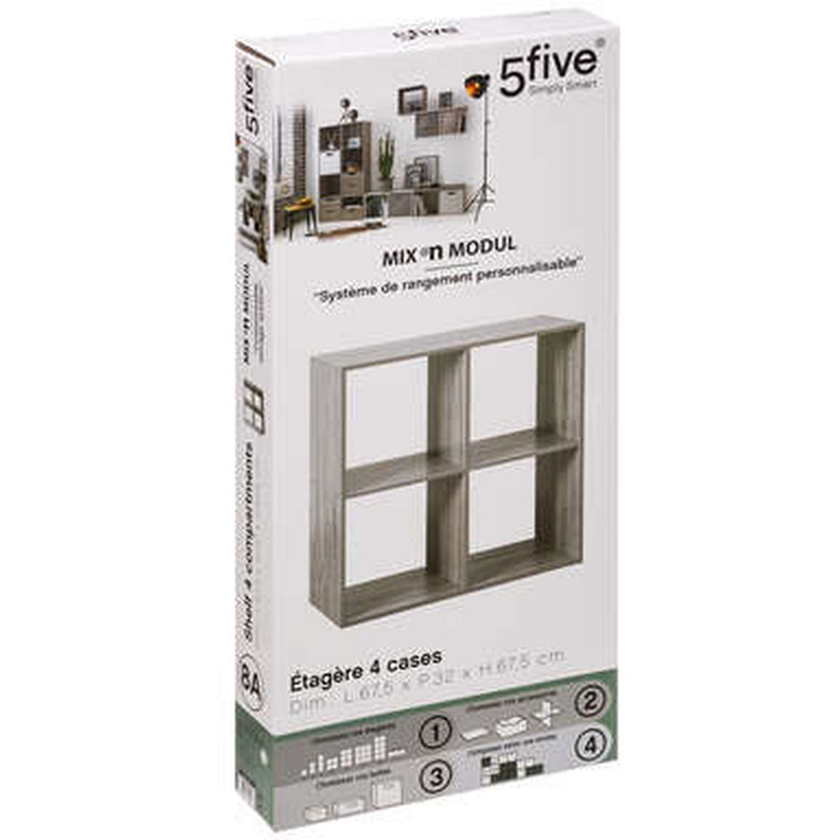 Etagère de rangement 4 cases Mix n' modul