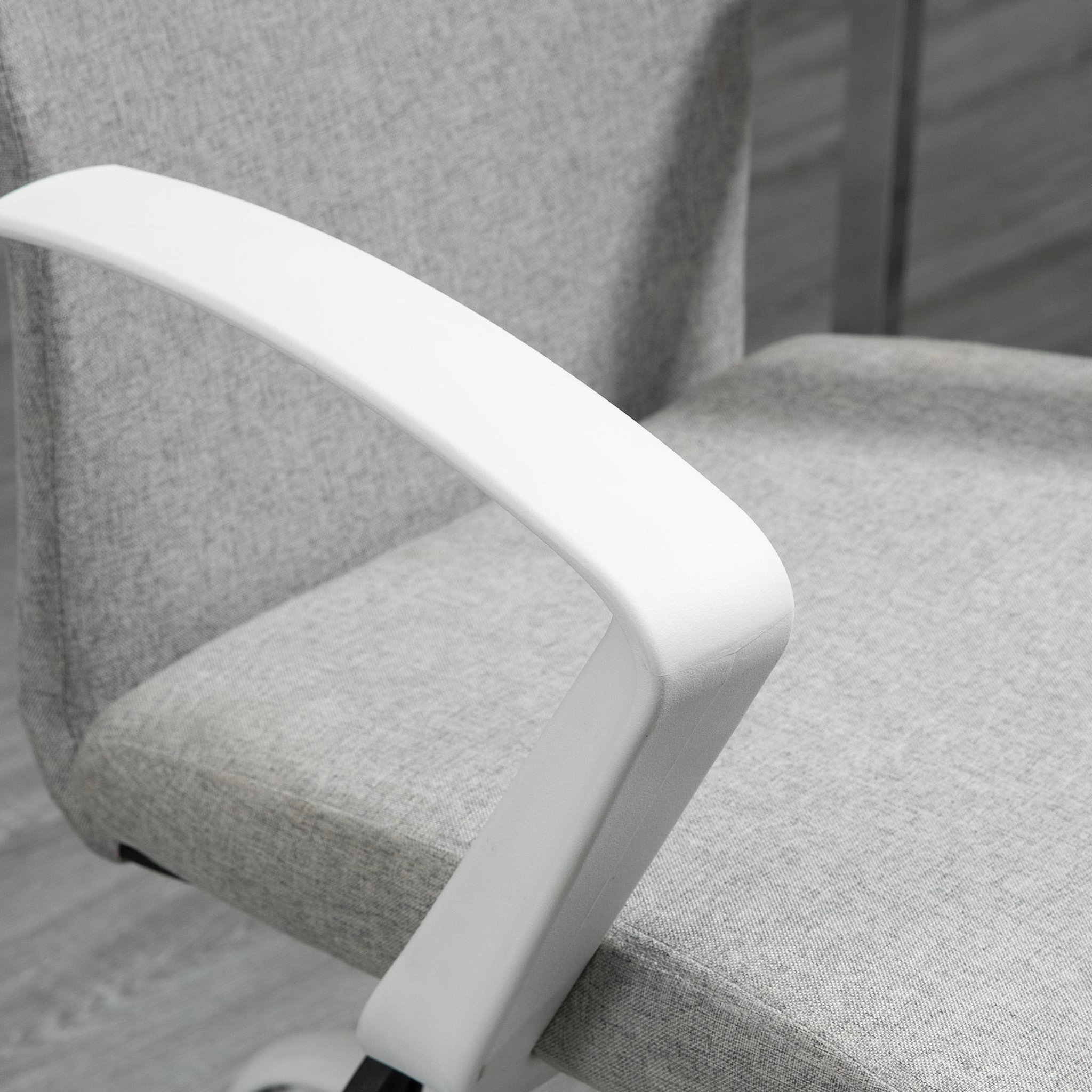 Voir la diapositive 4 : VINSETTO Chaise de bureau ergonomique hauteur réglable pivotante 360° piètement acier blanc lin gris clair