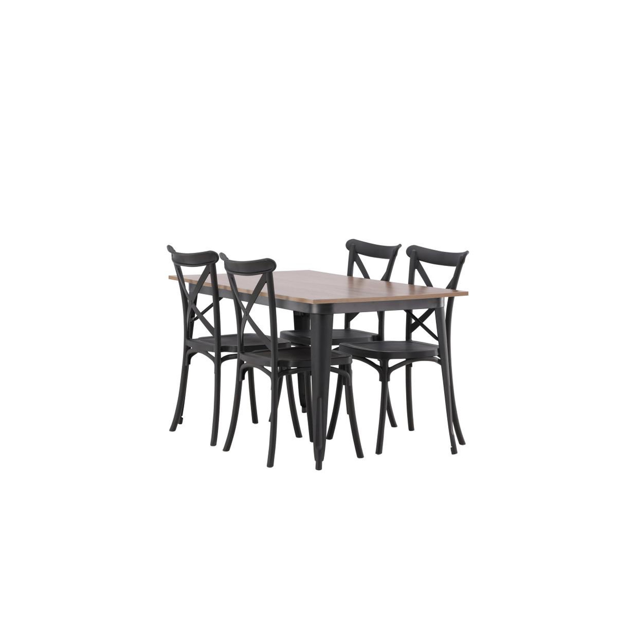 Voir la diapositive 5 : Paris Prix Ensemble table à manger & 4 chaises  tempe & crosett  140cm naturel & noir