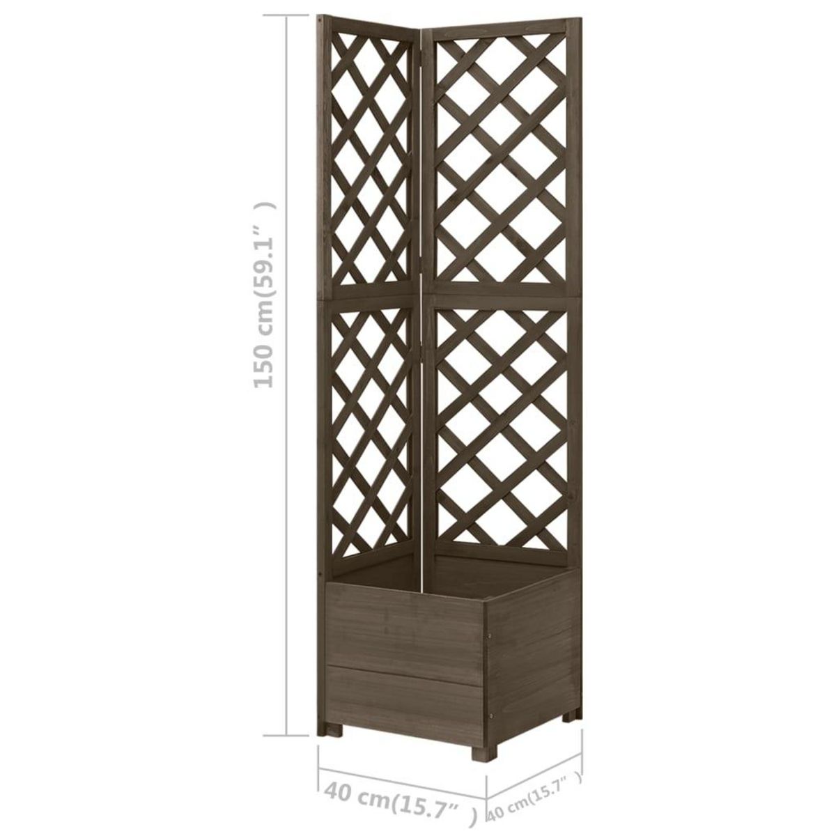 VIDAXL Jardiniere d'angle en treillis Gris 40x40x150 cm Bois de sapin