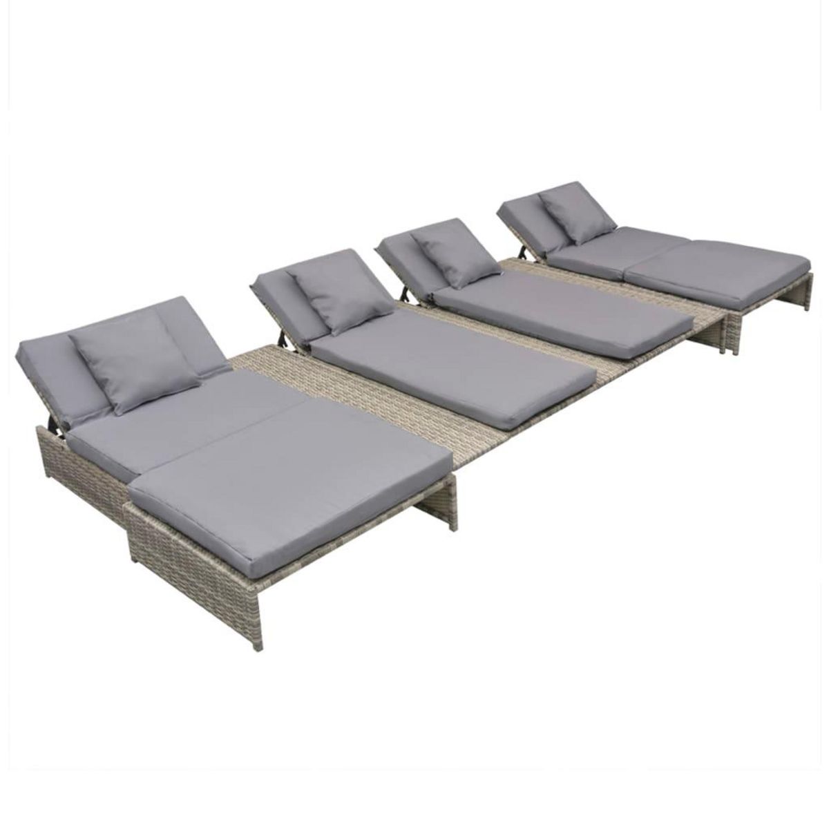 VIDAXL Salon de jardin 5 pcs avec coussins Resine tressee Gris