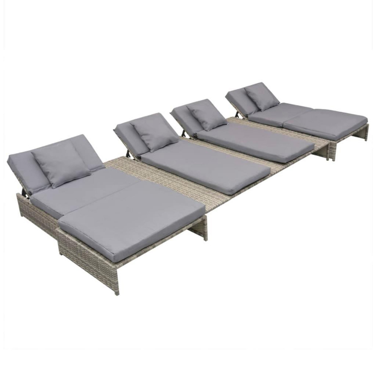 VIDAXL Salon de jardin 5 pcs avec coussins Resine tressee Gris