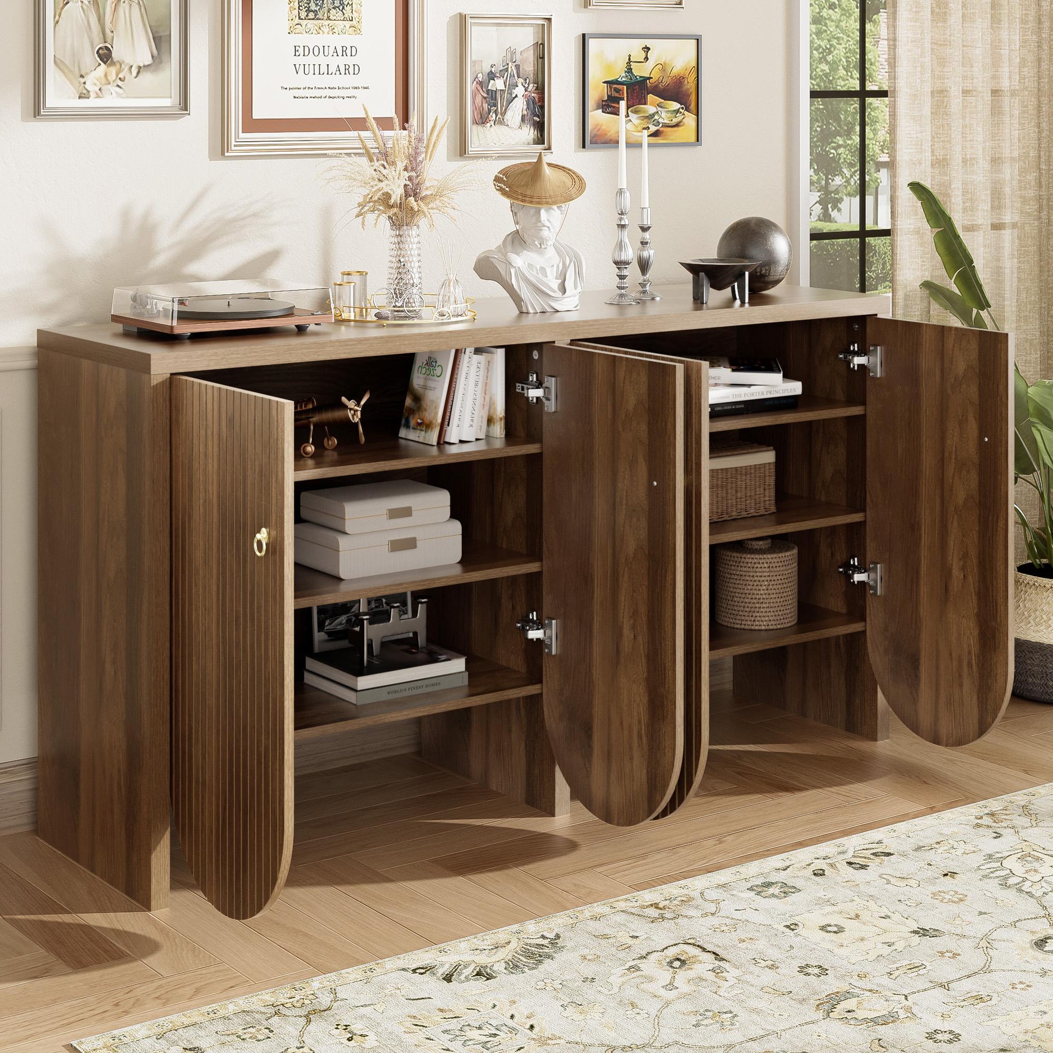 Voir la diapositive 5 : MERAX Buffet 4 porte(s) 0 tiroir(s) - 147 cm naturel mdf