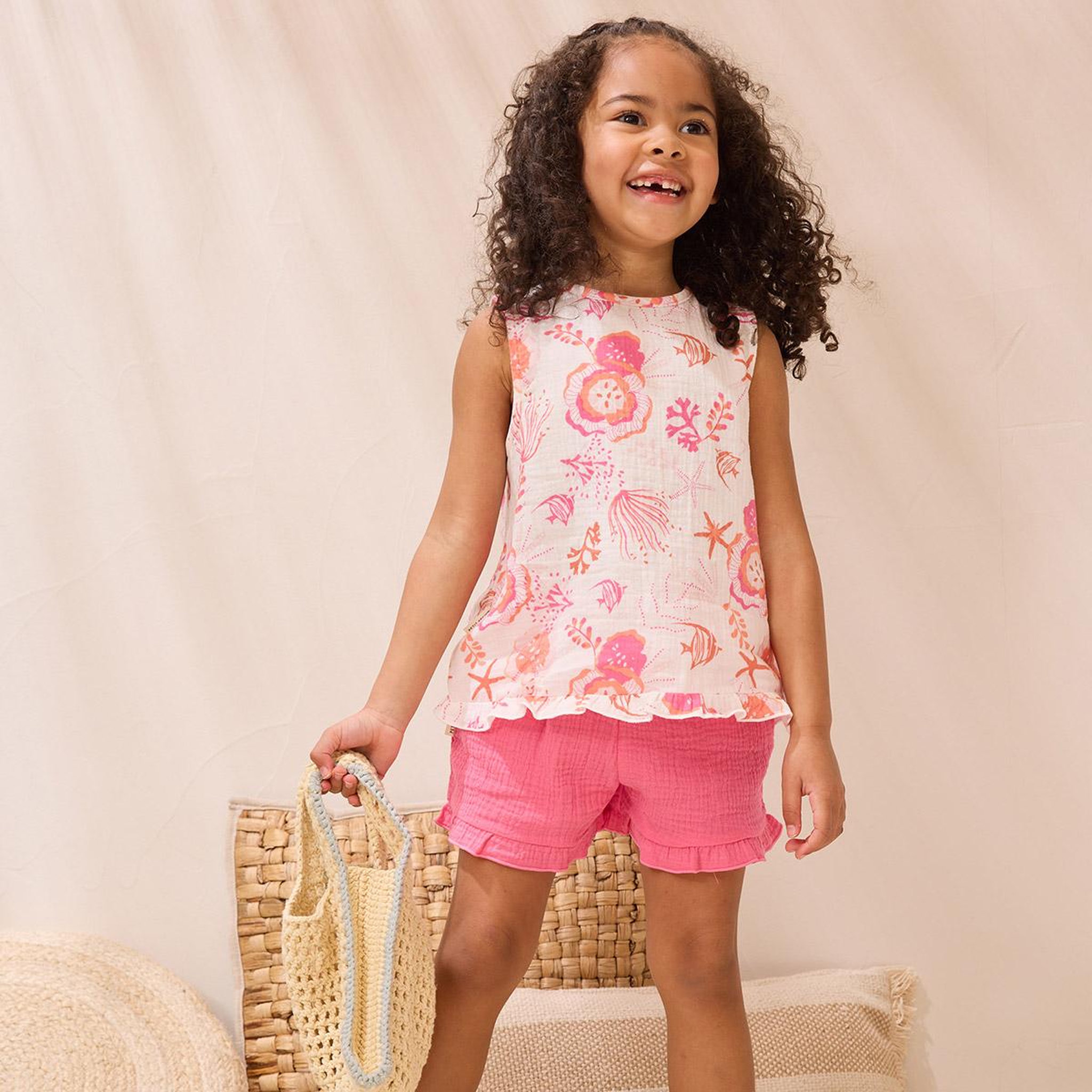 Voir la diapositive 5 : Petit Béguin Ensemble enfant t-shirt et short en gaze de coton Bahamas