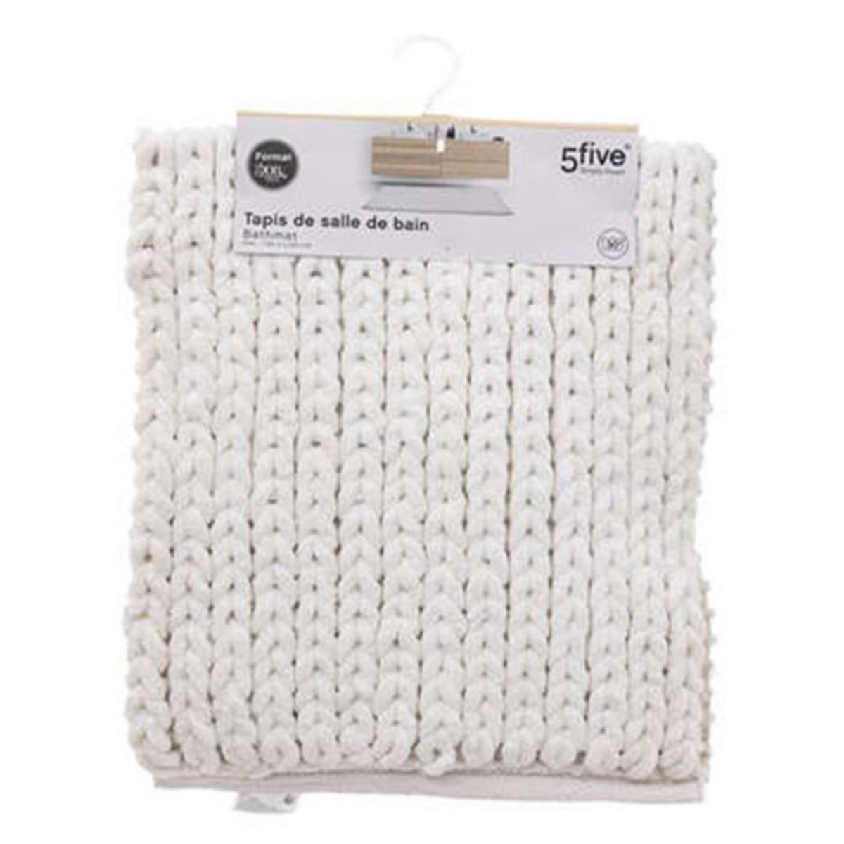 FIVE Tapis de Salle de Bain  Tissé Épais  50x120cm Blanc