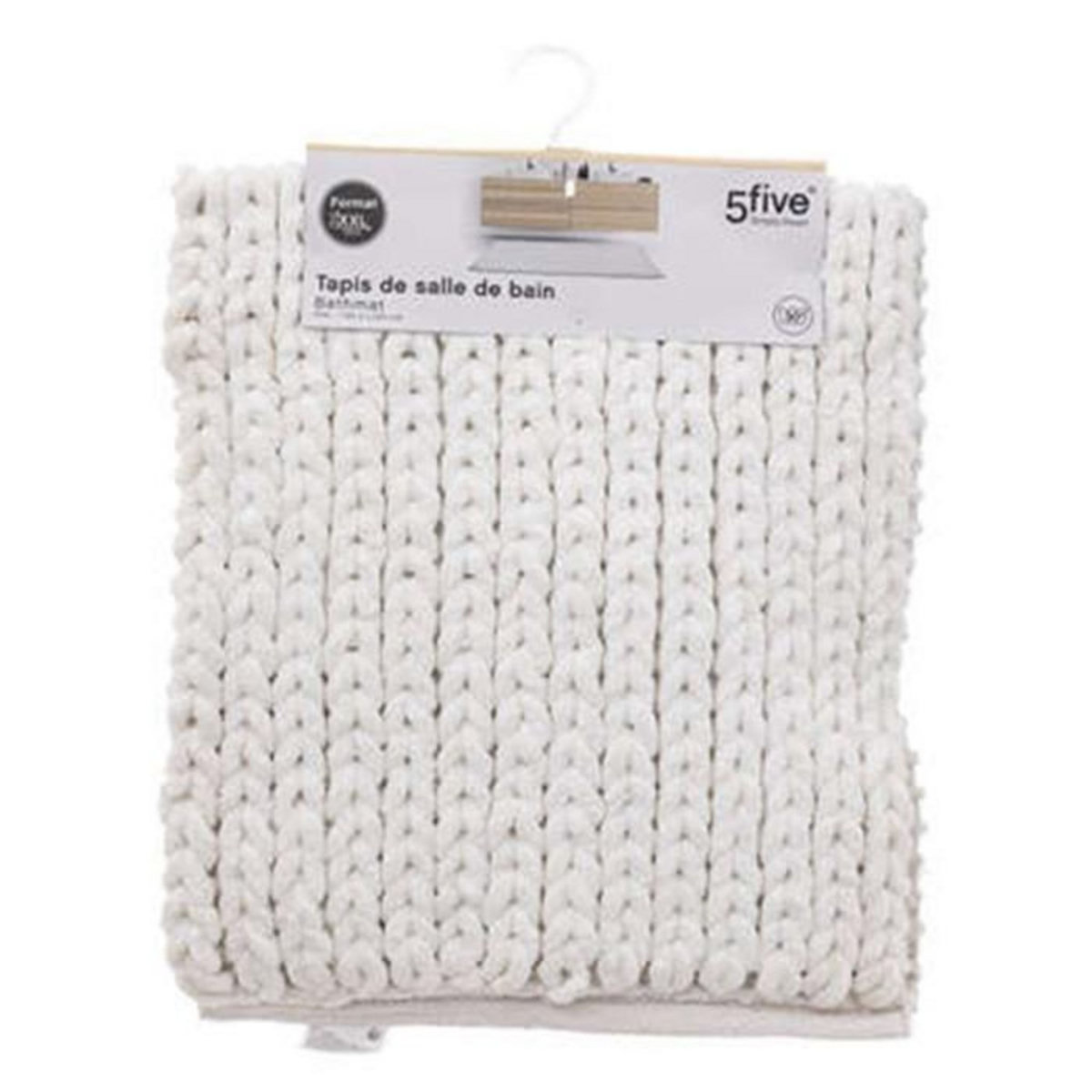 FIVE Tapis de Salle de Bain  Tissé Épais  50x120cm Blanc