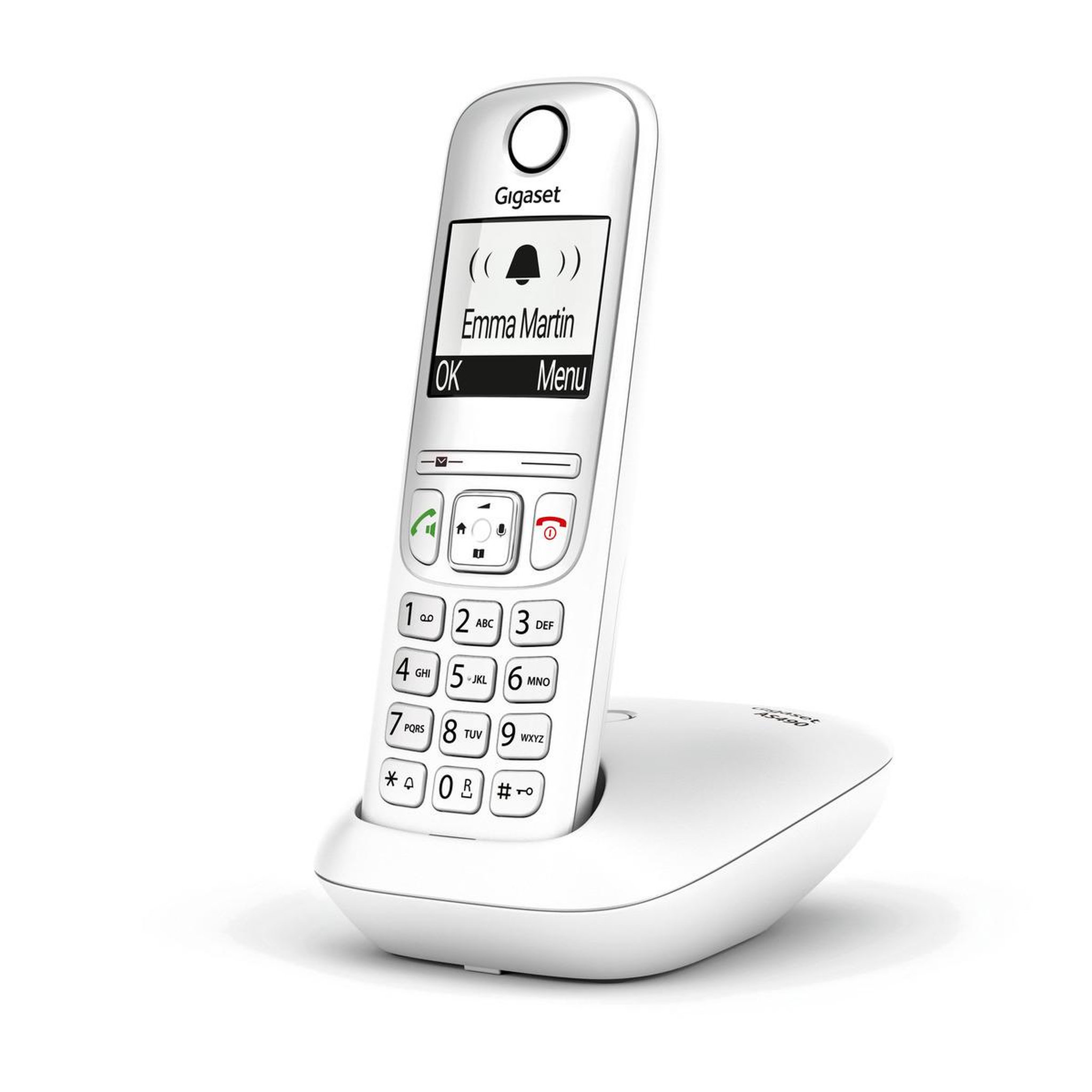 Voir la diapositive 3 : GIGASET TÉLÉPHONE MAINS LIBRES SANS FIL GIGASET AS490 BLANC