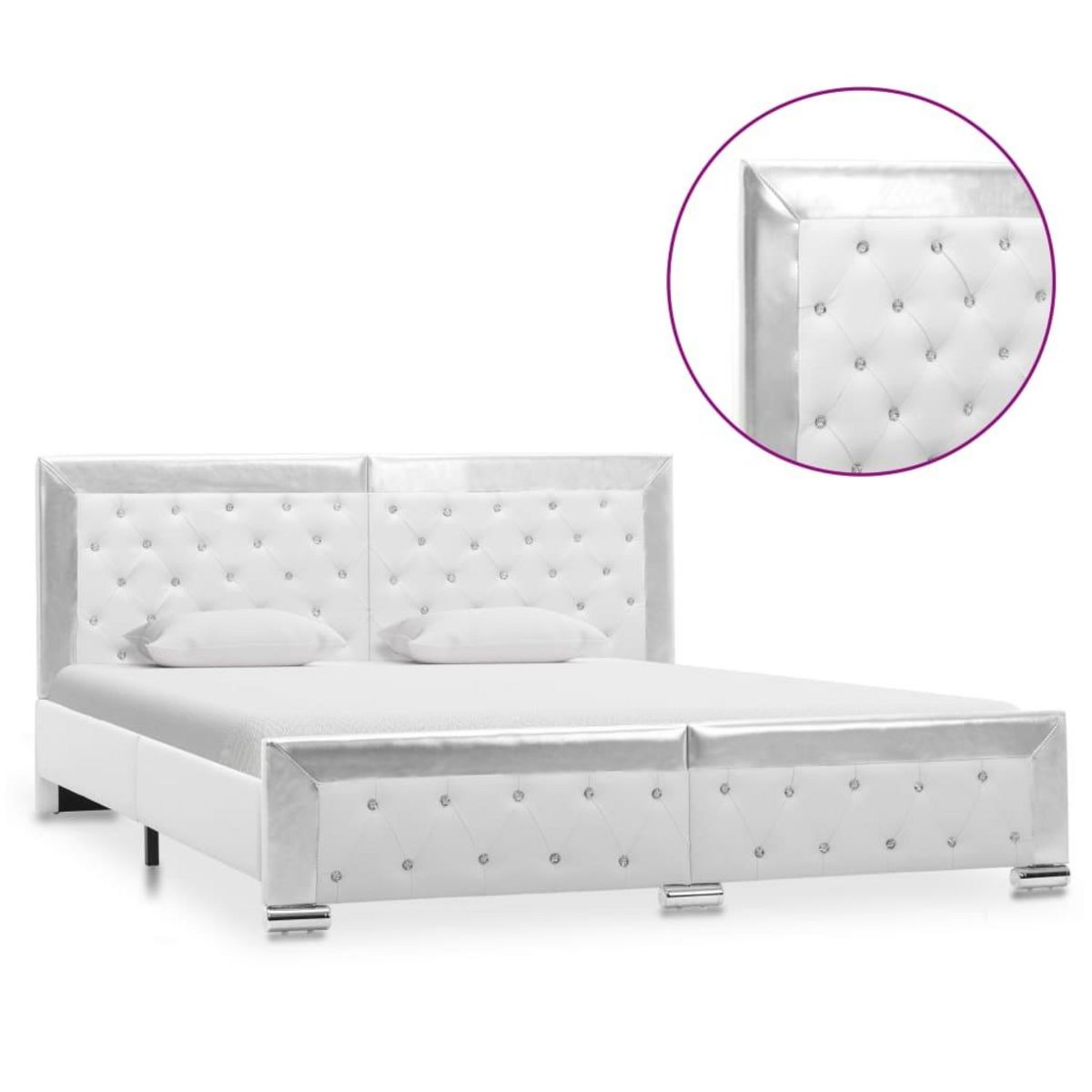 VIDAXL Cadre de lit sans matelas blanc similicuir 160x200 cm