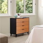 Voir la diapositive 2 : VS VENTA-STOCK Commode de nuit Denis 4 tiroirs couleur Noir/Bois
