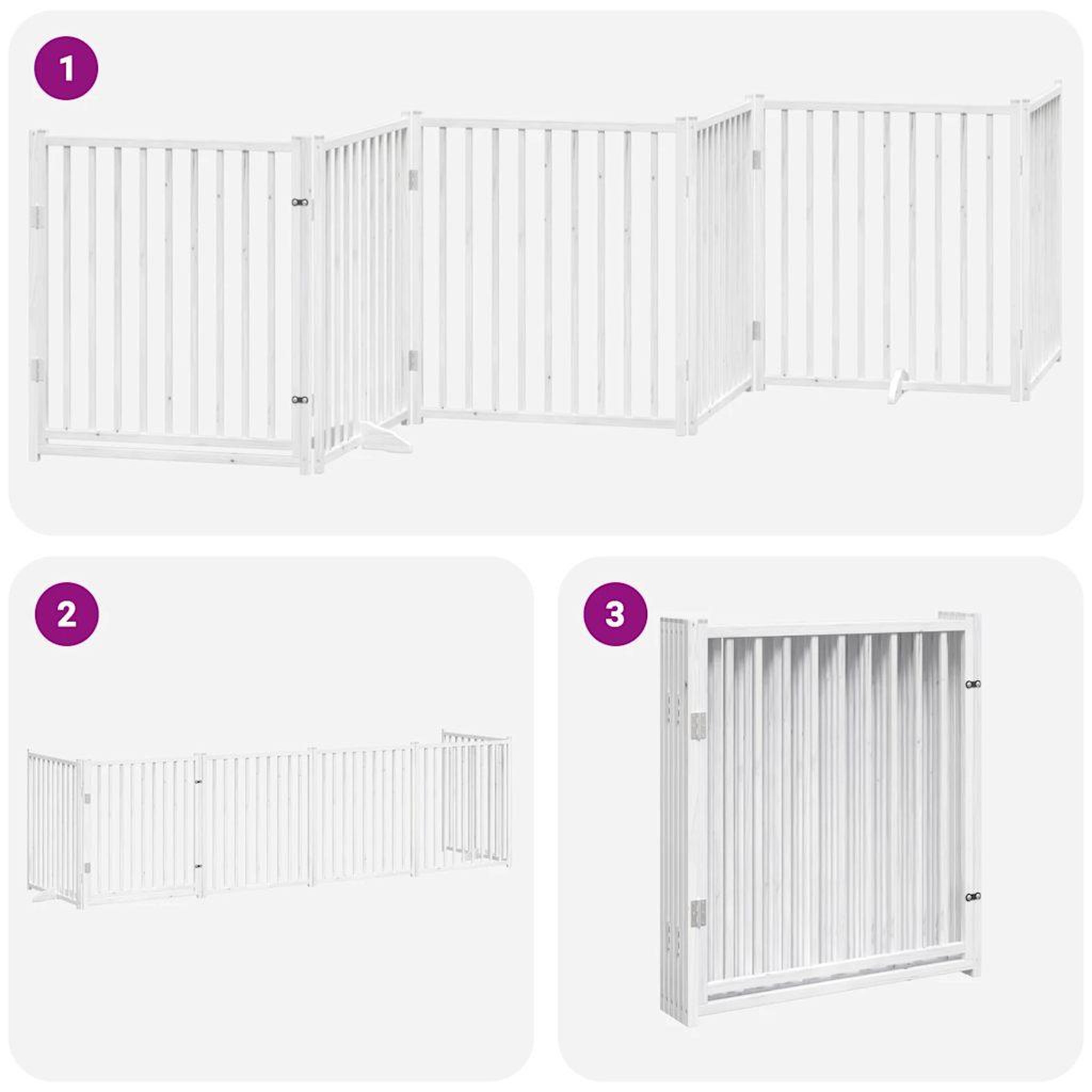 Voir la diapositive 5 : VIDAXL Barriere pour chien porte pliable 6panneaux blanc bois peuplier