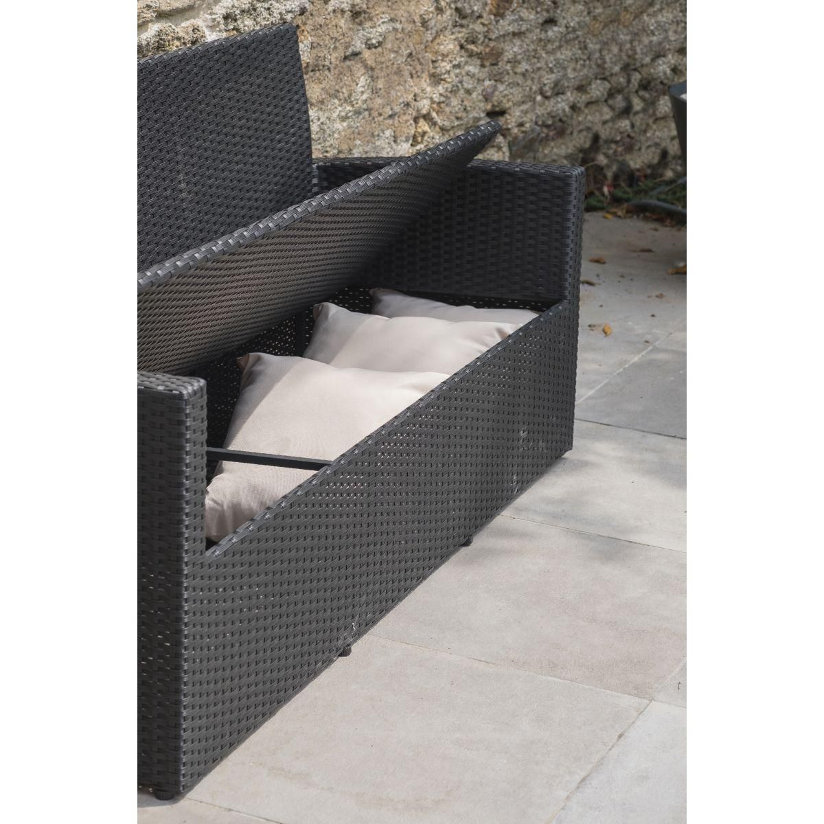 DCB GARDEN Salon bas de jardin - 5 places - Résine tressée - Noir - CONFORT FIDJI