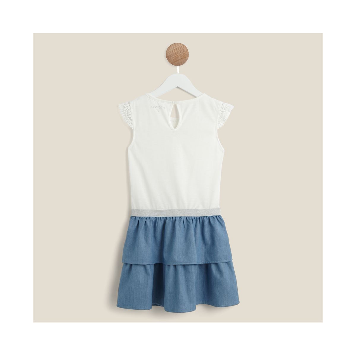 IN EXTENSO Robe manches courtes bimatiere à volant fille