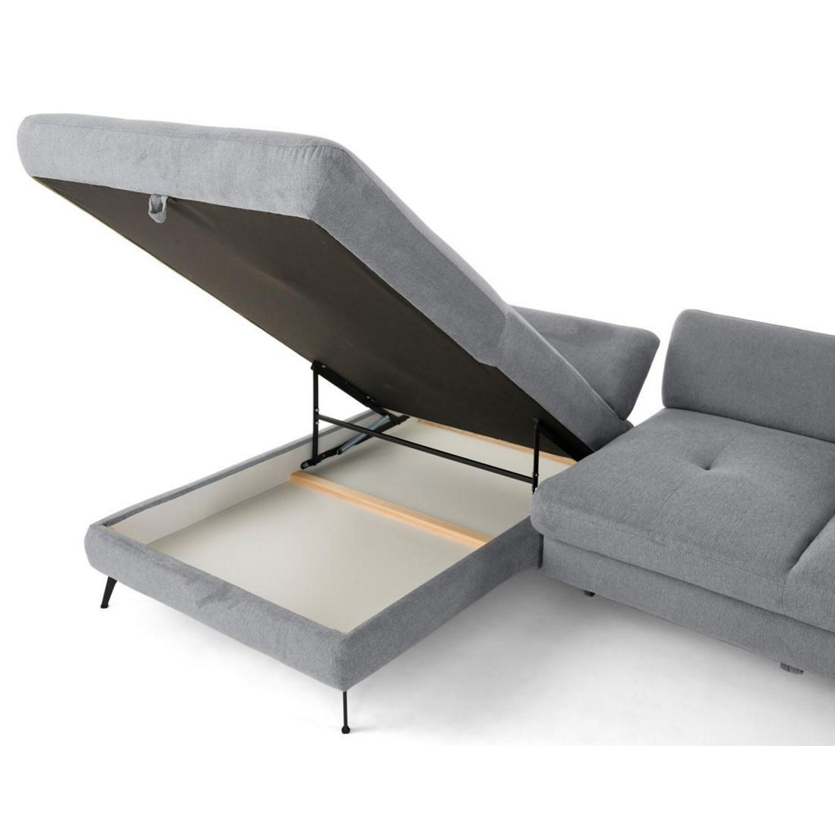 LISA DESIGN Ninon - canapé d'angle gauche 4 places convertible avec coffre en tissu texturé