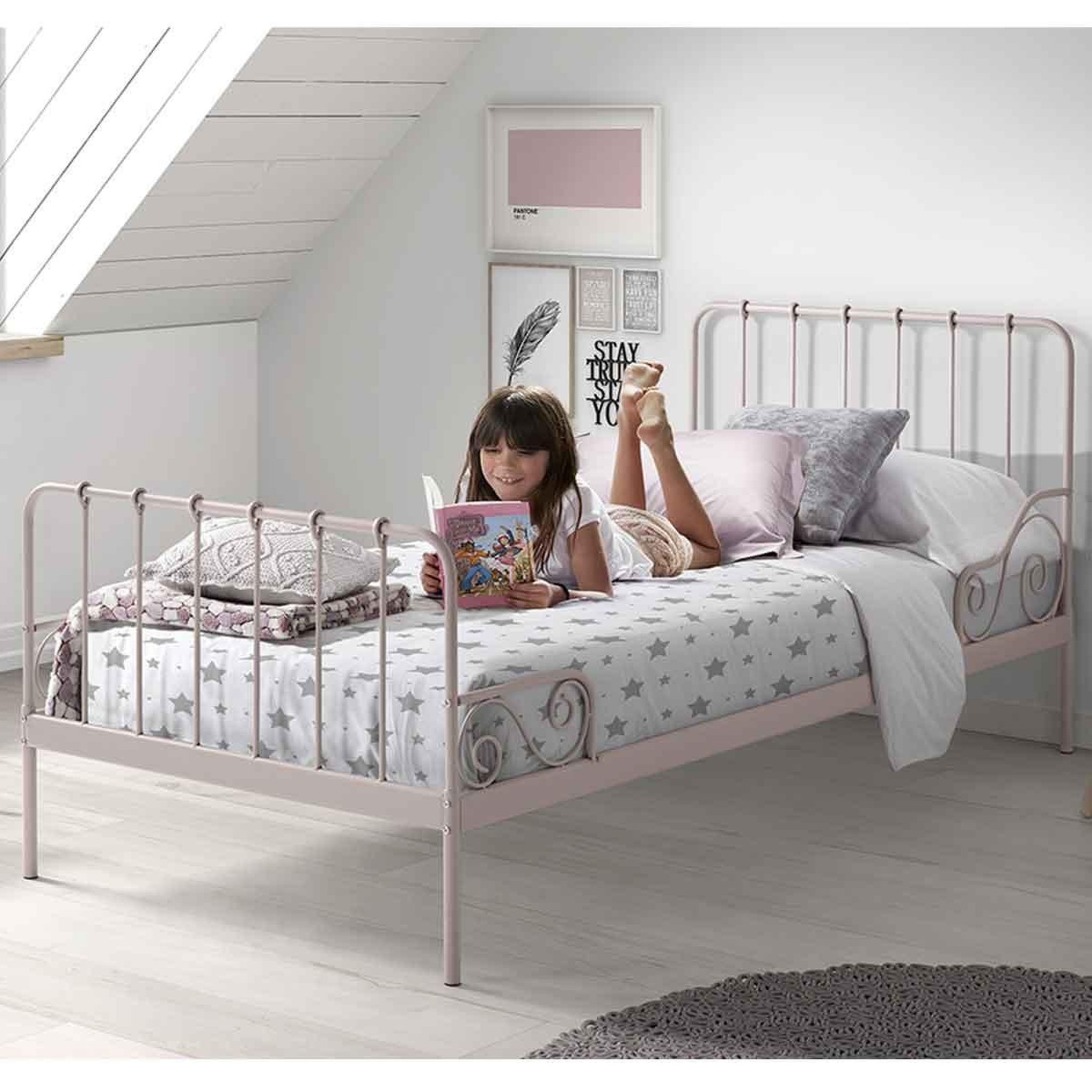 Voir la diapositive 3 : Paris Prix Lit enfant  alice  90x200cm rose