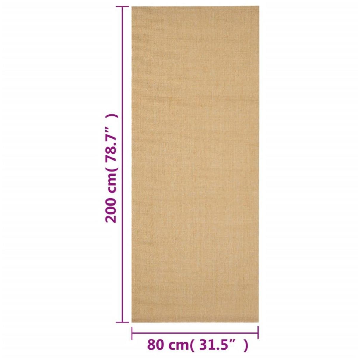 VIDAXL Tapis Sisal naturel 80x200 cm