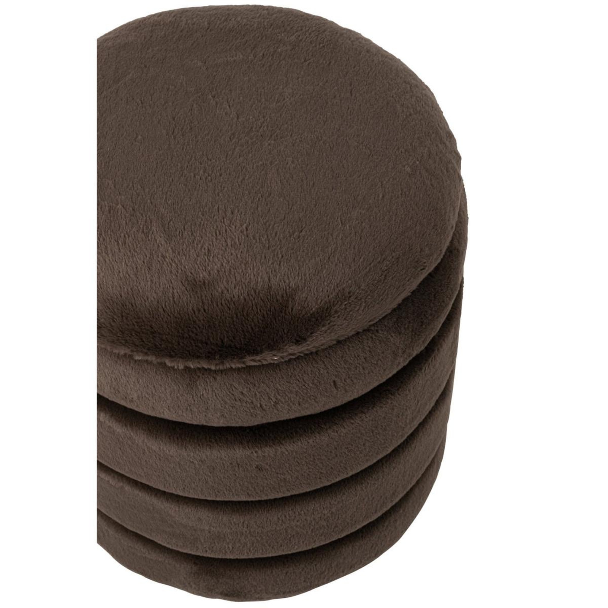 Voir la diapositive 3 : J-LINE Pouf coffre imitation fourrure  cotton  47cm marron