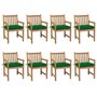 VIDAXL Chaises de jardin 8 pcs avec coussins vert Bois de teck solide