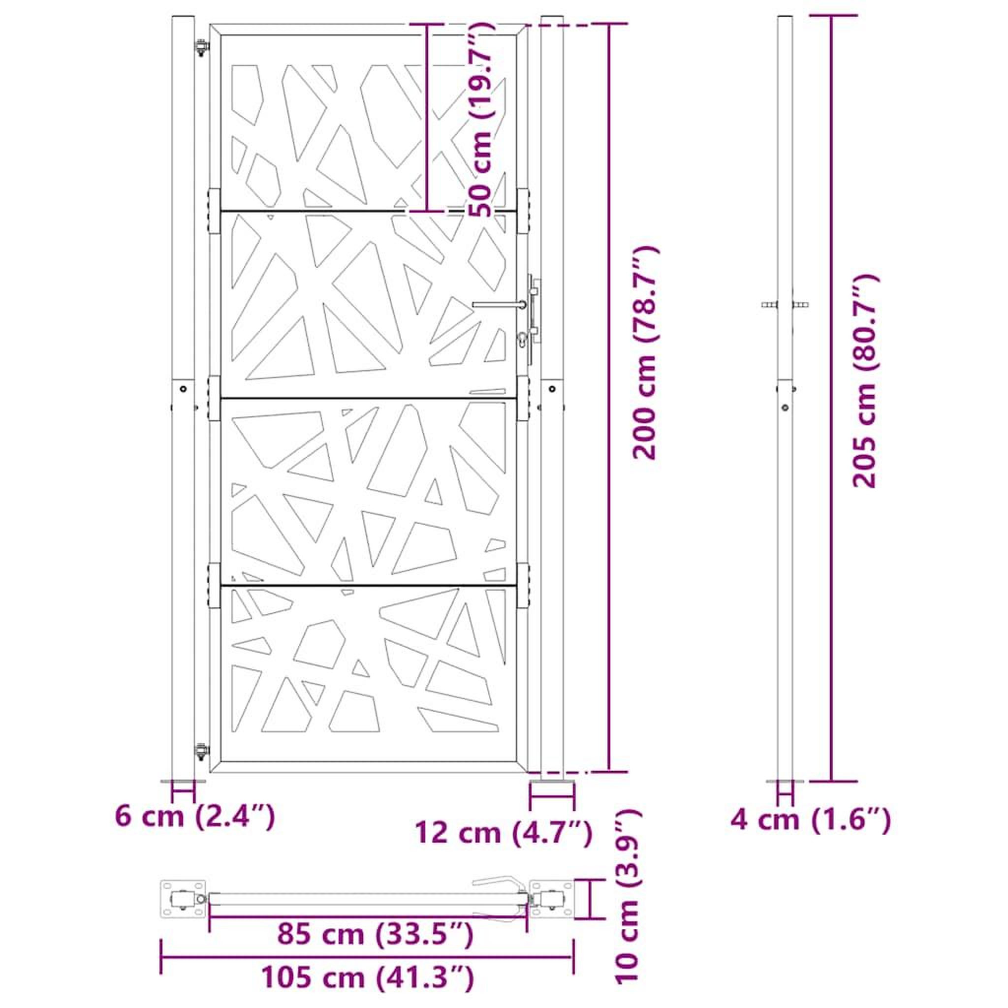 Voir la diapositive 6 : VIDAXL Porte de jardin acier resistant aux intemperies design lumiere