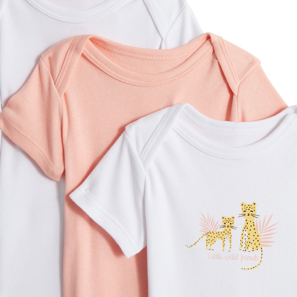 INEXTENSO Lot de 5 bodies manches courtes léopard bébé fille 