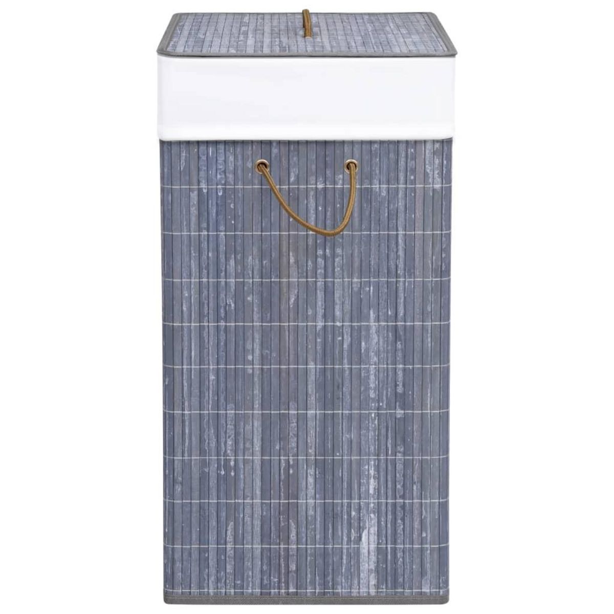 VIDAXL Panier a linge avec une seule section bambou gris 83 L