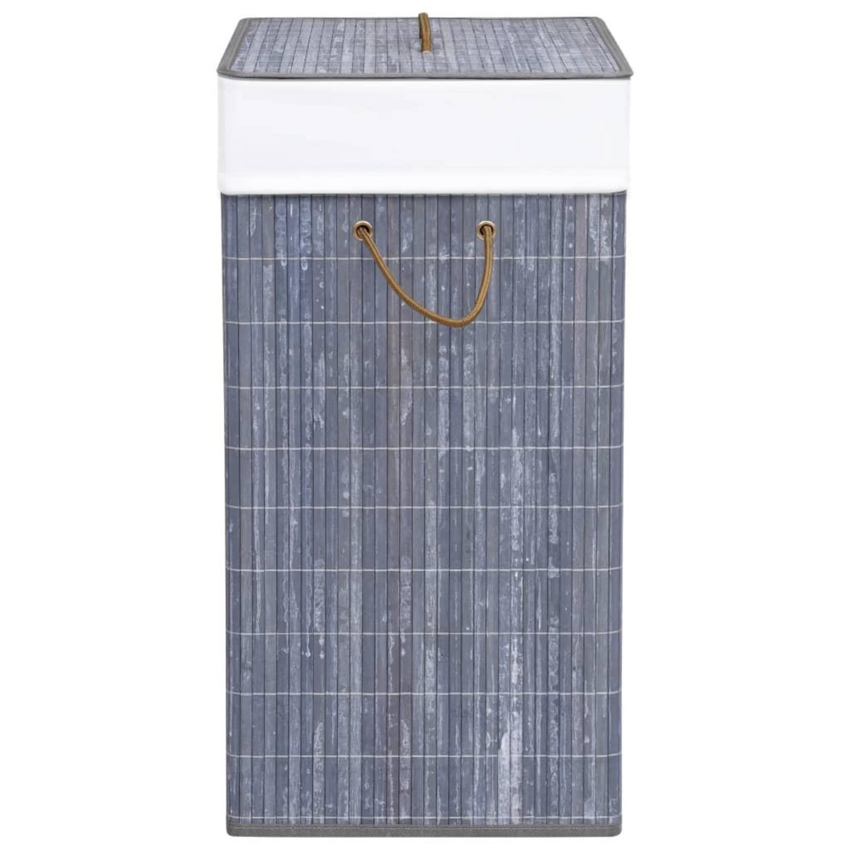 VIDAXL Panier a linge avec une seule section bambou gris 83 L