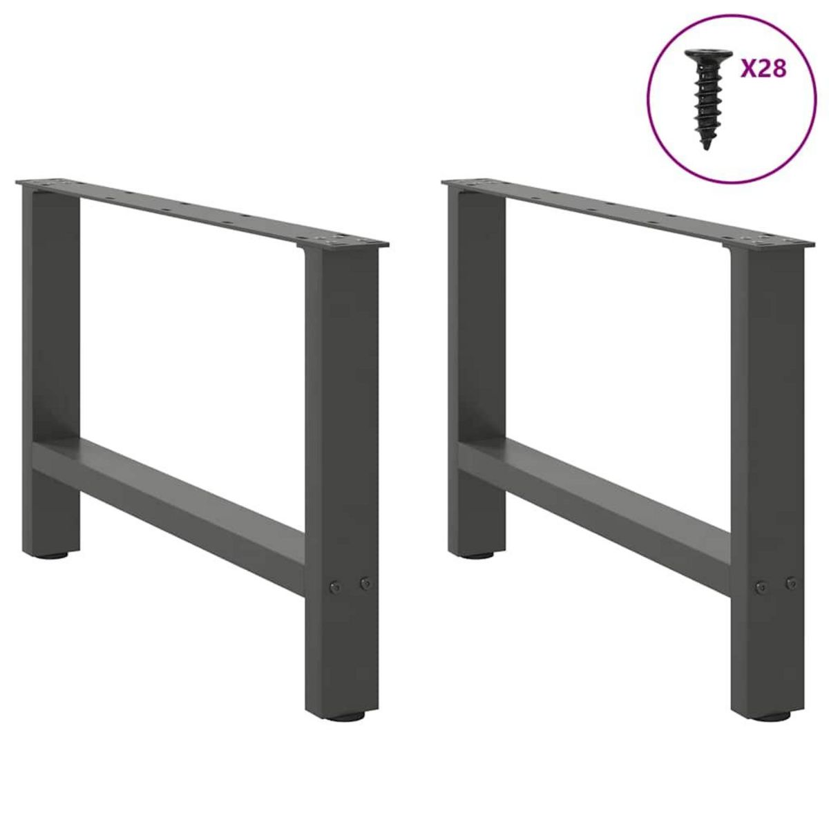 VIDAXL Pieds de table basse anthracite 2 pcs 70x(42-43) cm acier