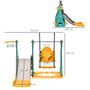 Voir la diapositive 2 : HOMCOM Toboggan et balançoire pour enfants 4 en 1 avec panier de basket, siège réglable, 152x149x107cm, bleu et jaune