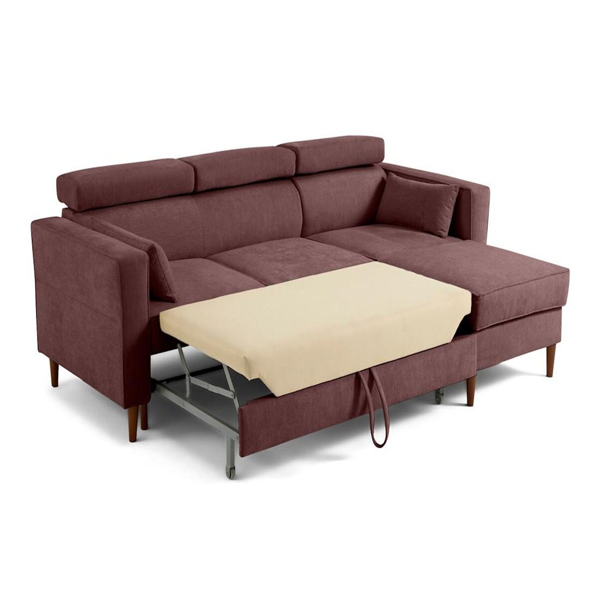 BEST MOBILIER Alicante - canapé d'angle réversible convertible avec têtières - coffre - 4 places - en tissu texturé