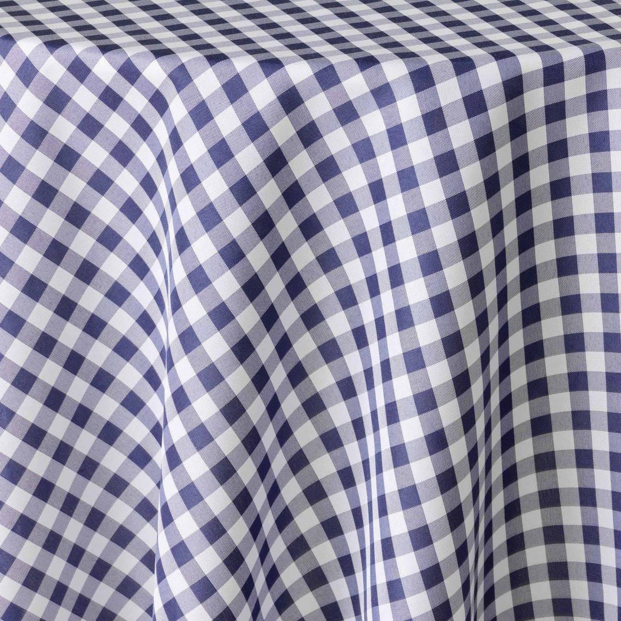 Voir la diapositive 2 : Douceur d'Intérieur Nappe ronde antitache imprimé  vichy  180cm bleu