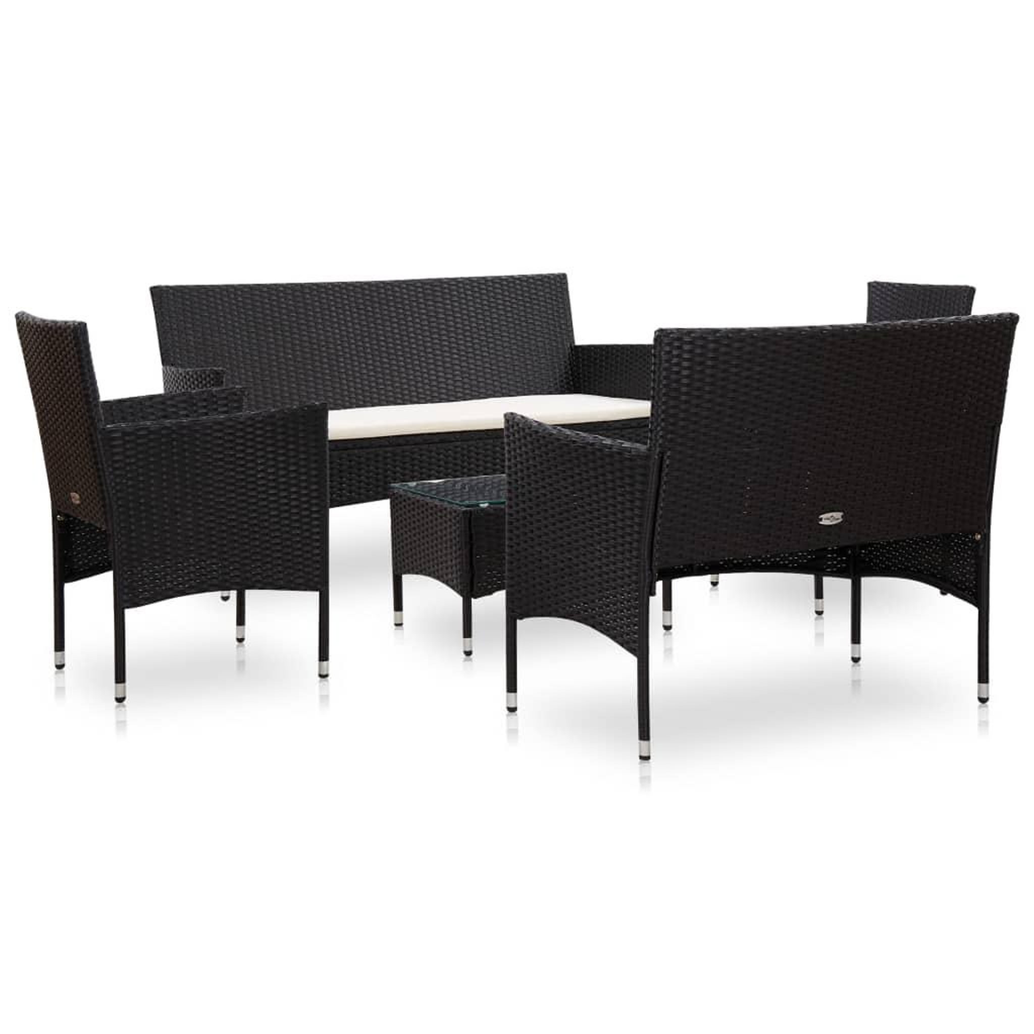 Voir la diapositive 2 : VIDAXL Salon de jardin 5 pcs avec coussins resine tressee noir