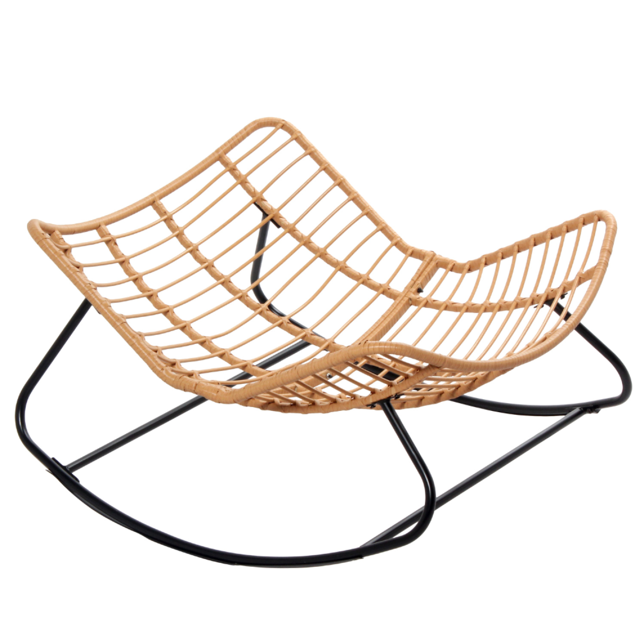 Voir la diapositive 5 : CONCEPT USINE Fauteuil à bascule en résine tressée coussin beige canggu