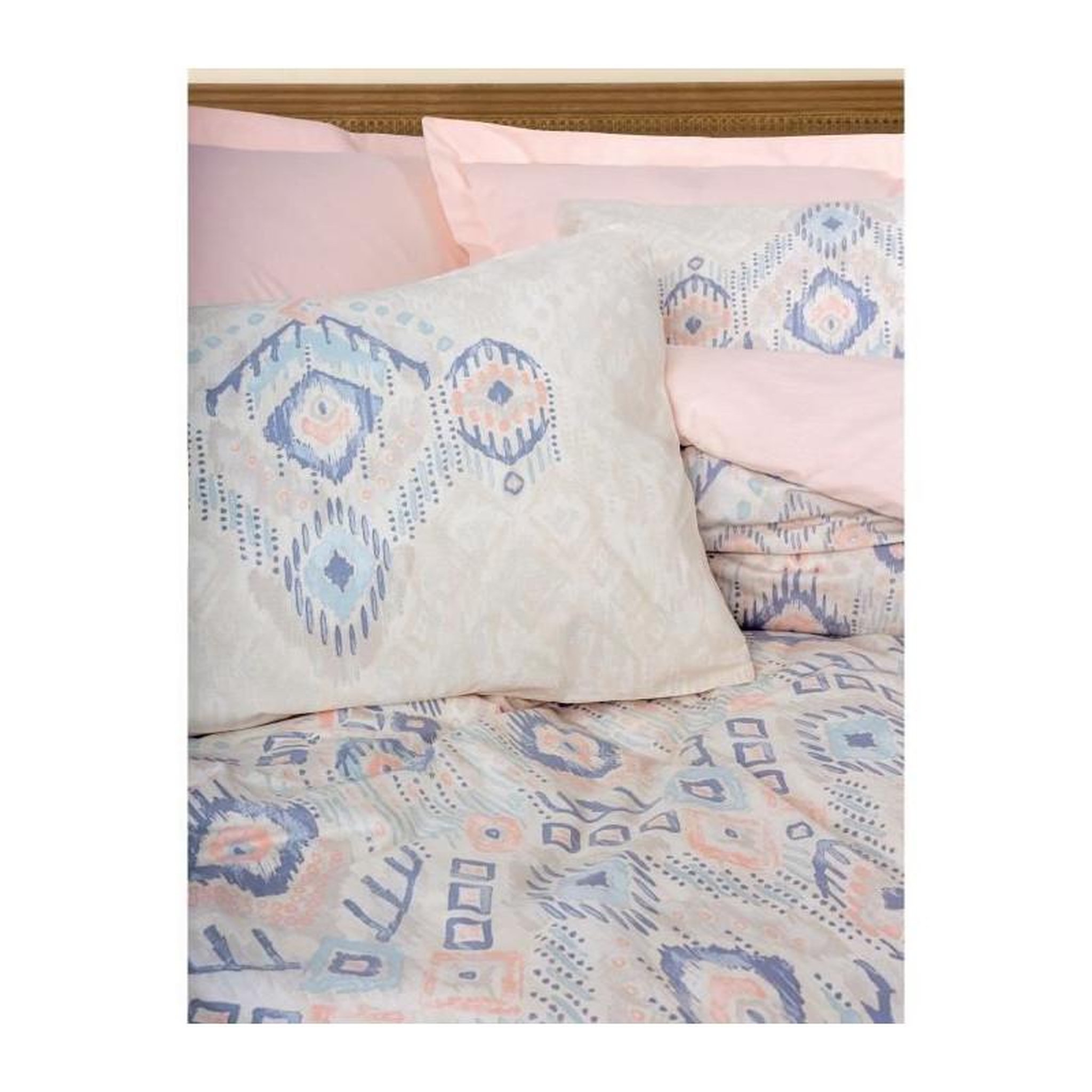 Voir la diapositive 2 : GENERIQUE Parure de lit - 129CTN64841 - 1 housse de couette 220 x 240 cm + 2 taies d'oreiller 60 x 60 cm - 100% coton ranforcé - Saumon