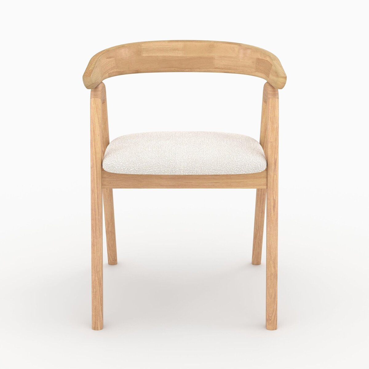 Rendez vous déco Chaise en bois d'hévéa foncé et tissu bouclé crème - Hawa