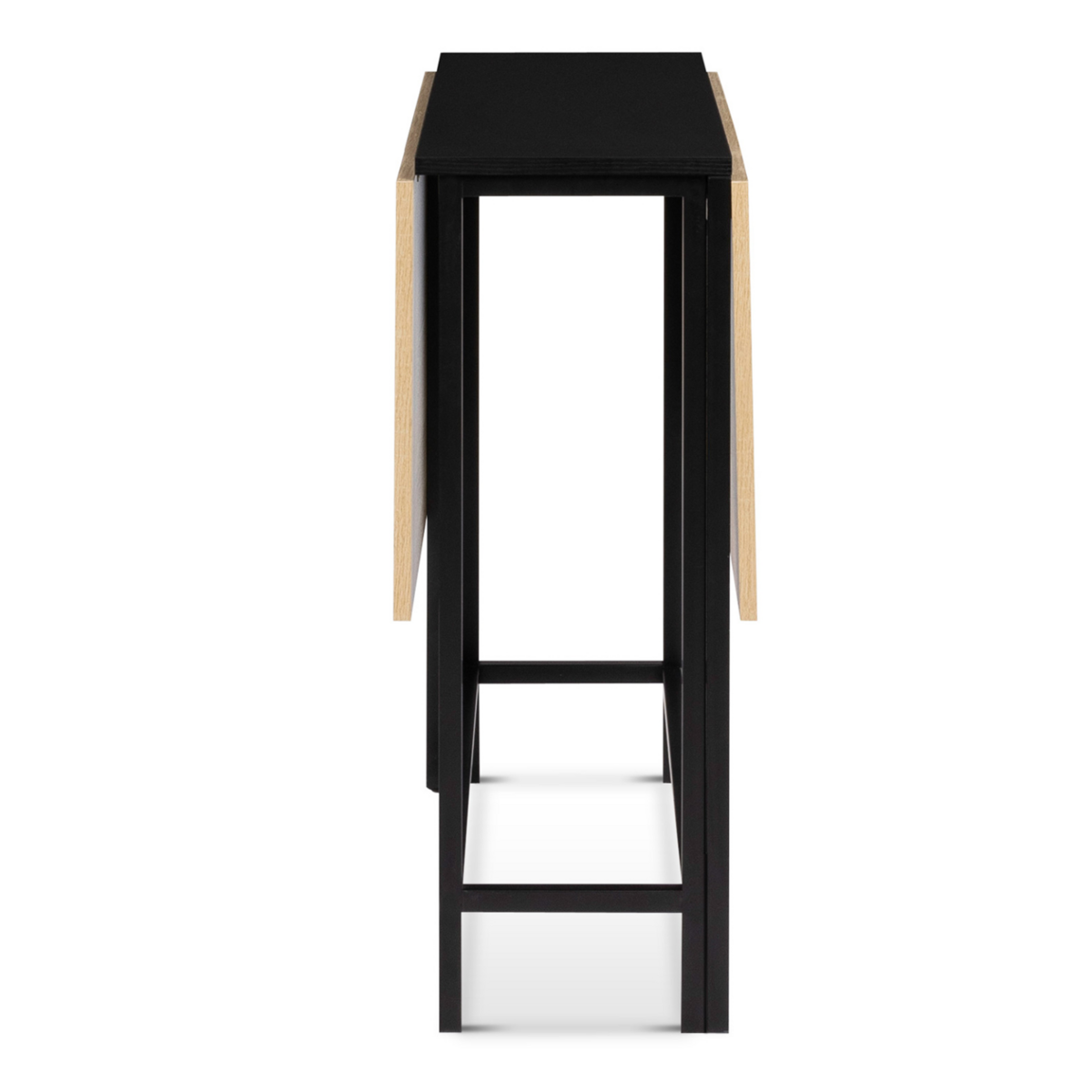 ID MARKET Table console pliable EDI 2-4 personnes façon hêtre et noir design industriel 103 x 76 cm