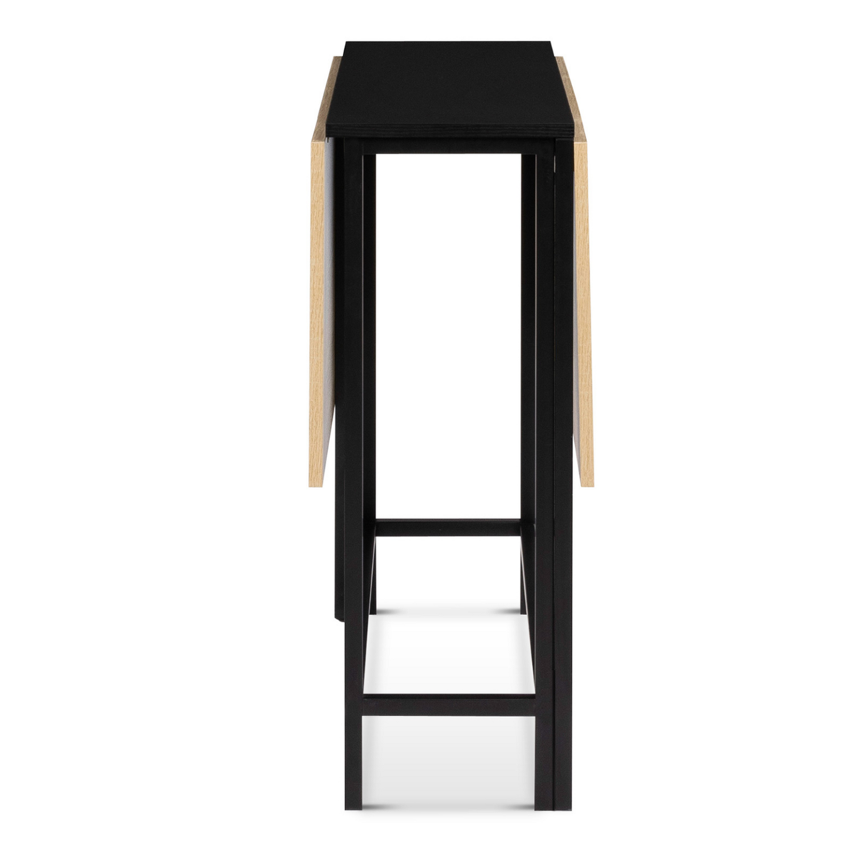 ID MARKET Table console pliable EDI 2-4 personnes façon hêtre et noir design industriel 103 x 76 cm