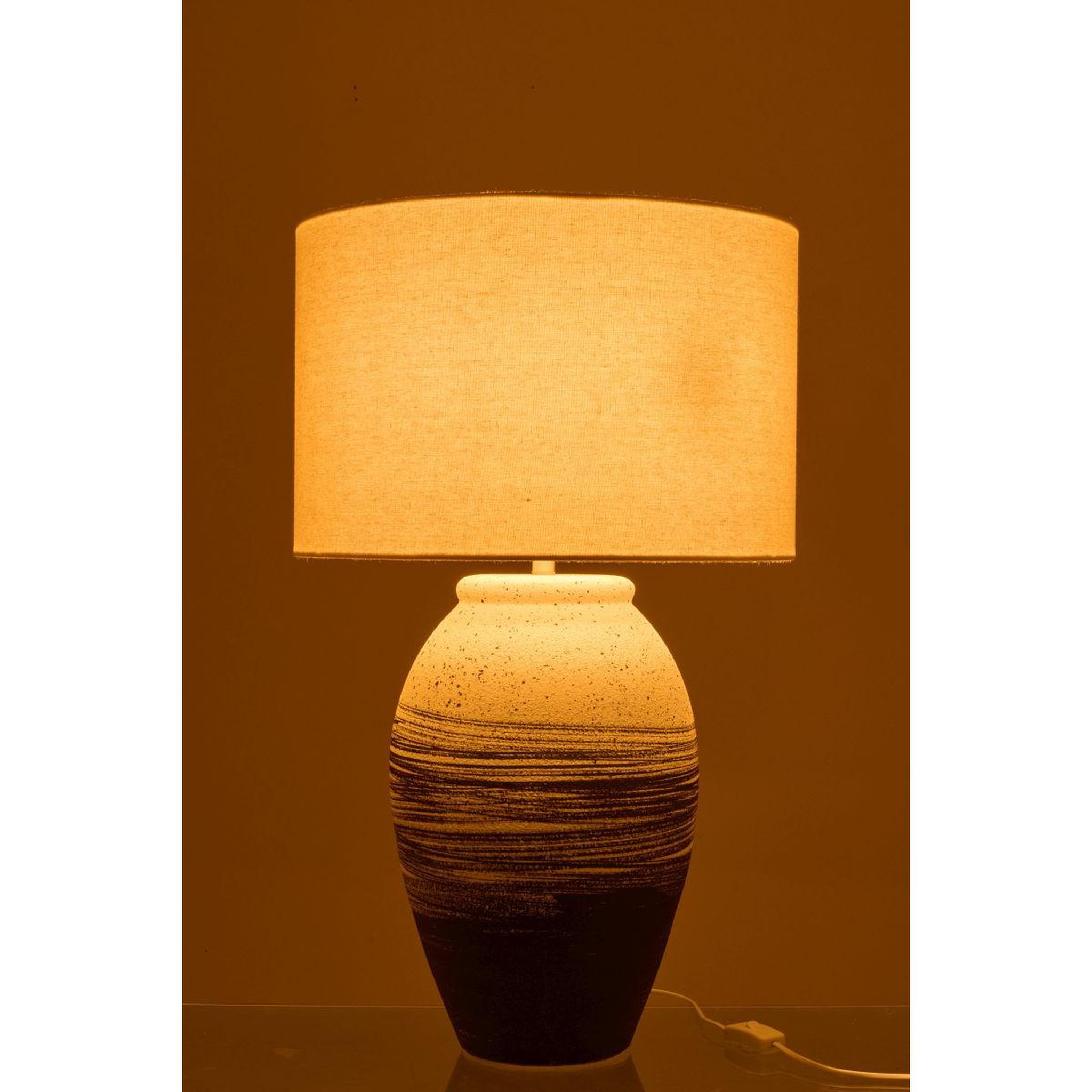 Voir la diapositive 3 : J-LINE Lampe à poser en céramique  rolph  73cm noir & beige