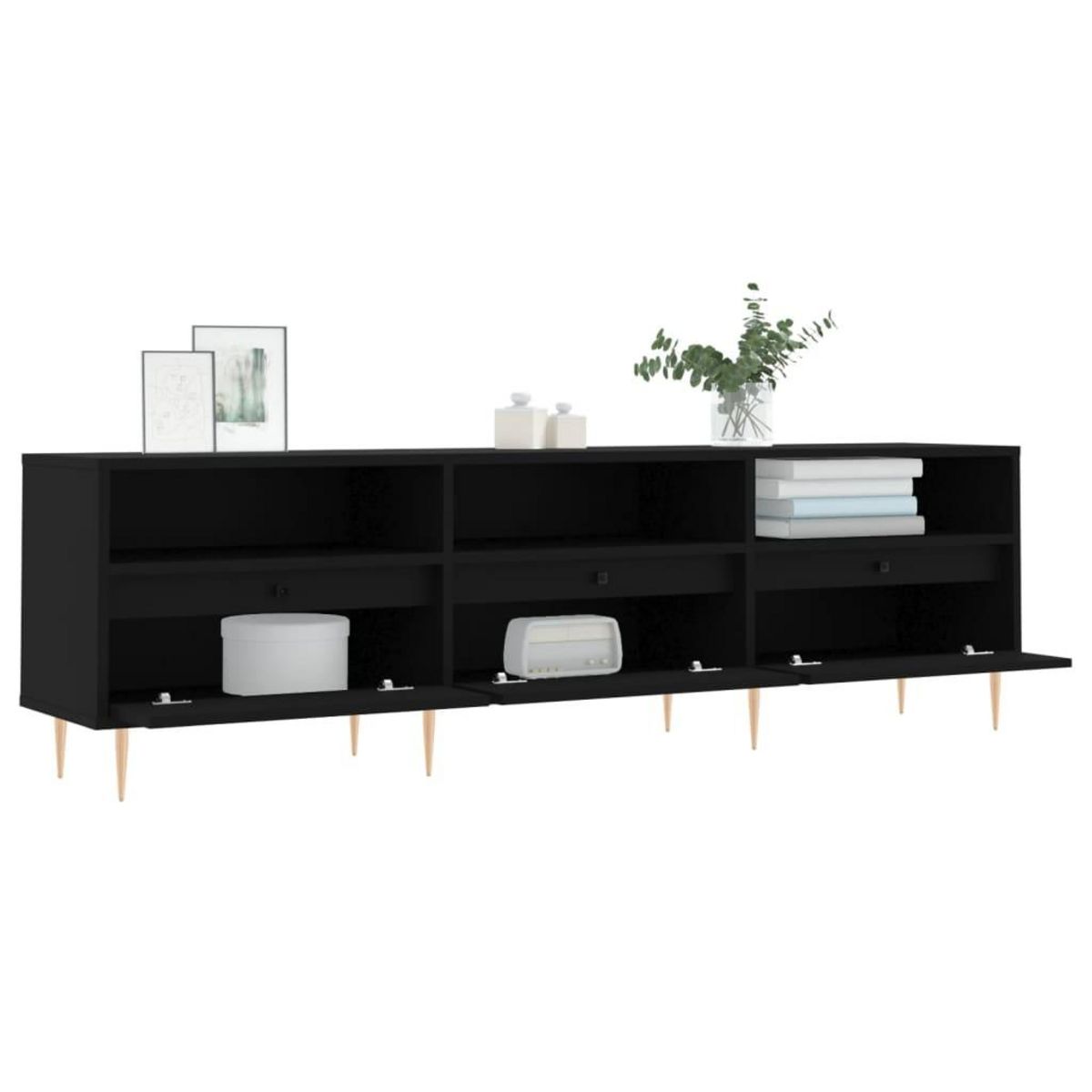 VIDAXL Meuble TV noir 150x30x44,5 cm bois d'ingenierie