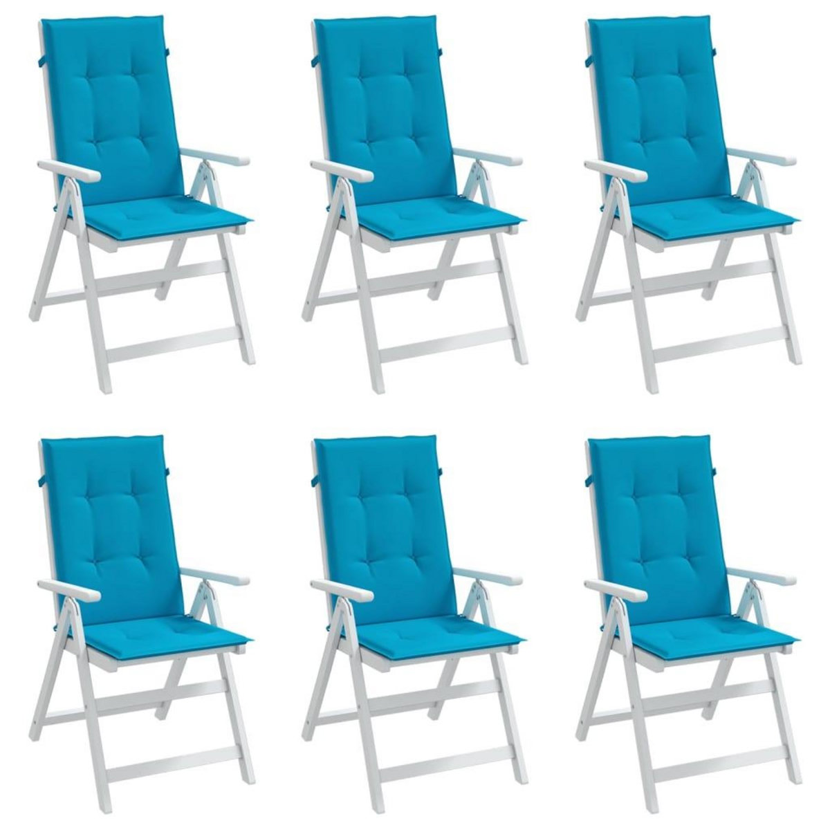 VIDAXL Coussins de chaise de jardin a dossier haut lot de 6 bleu tissu