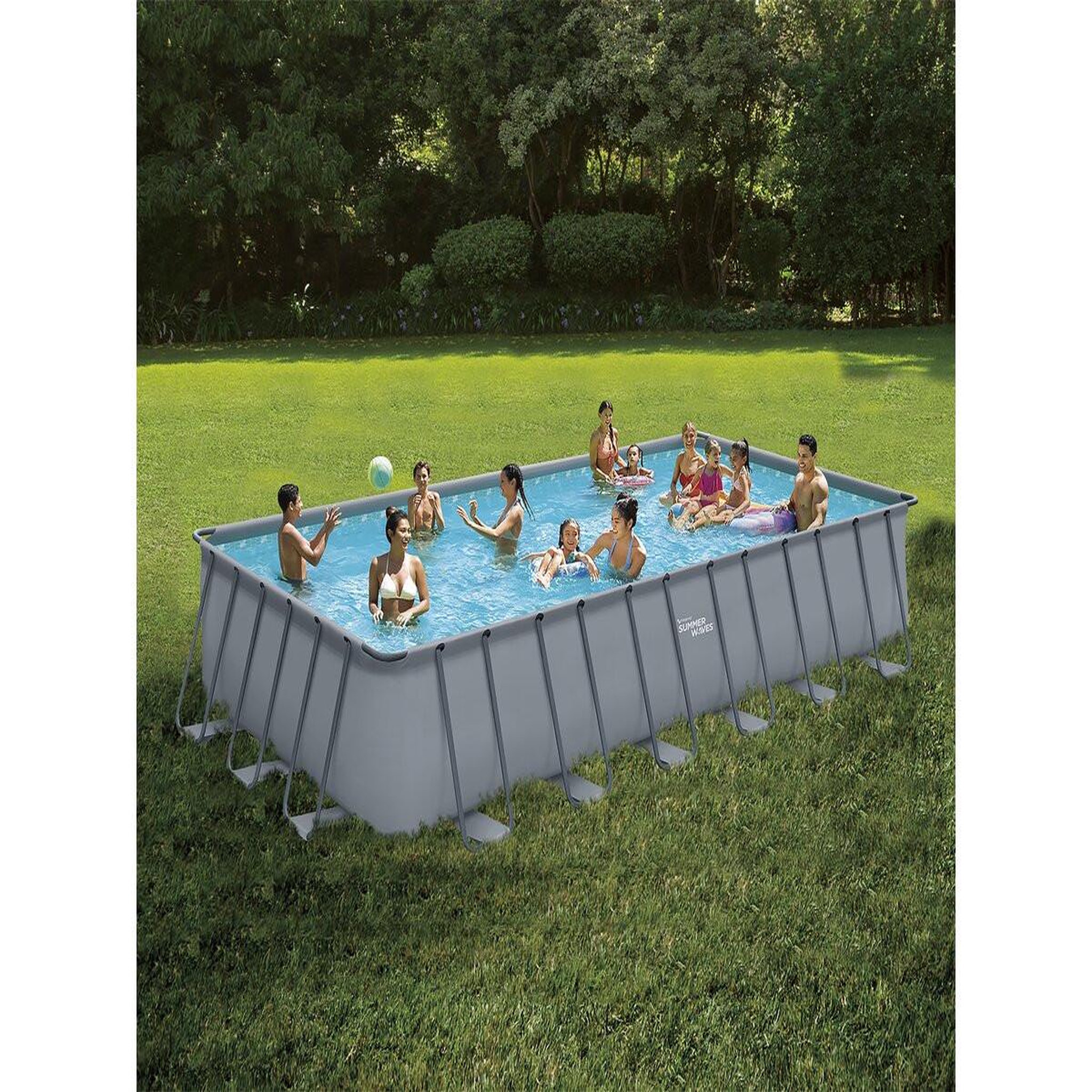 Voir la diapositive 2 : Habitat et Jardin Piscine tubulaire grise -  ludo 5  - 7.32 x 3.66 x 1.32 m - sans filtration