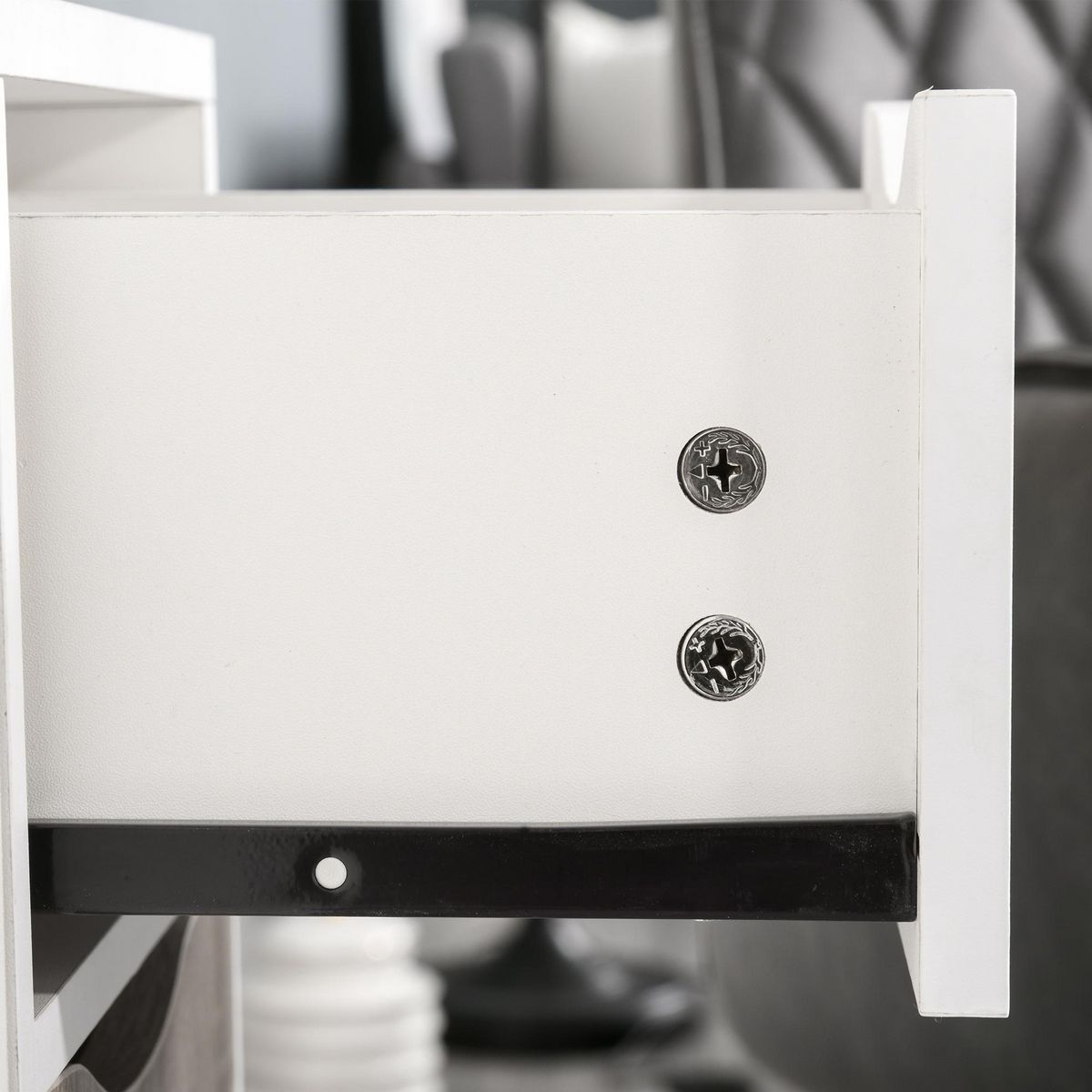 HOMCOM HOMCOM Meuble de rangement design scandinave 2 placards tiroir coulissant pieds bois massif pin panneaux particules blanc chêne clair