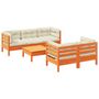 Voir la diapositive 2 : VIDAXL Salon de jardin 6 pcs avec coussins cire marron bois pin massif