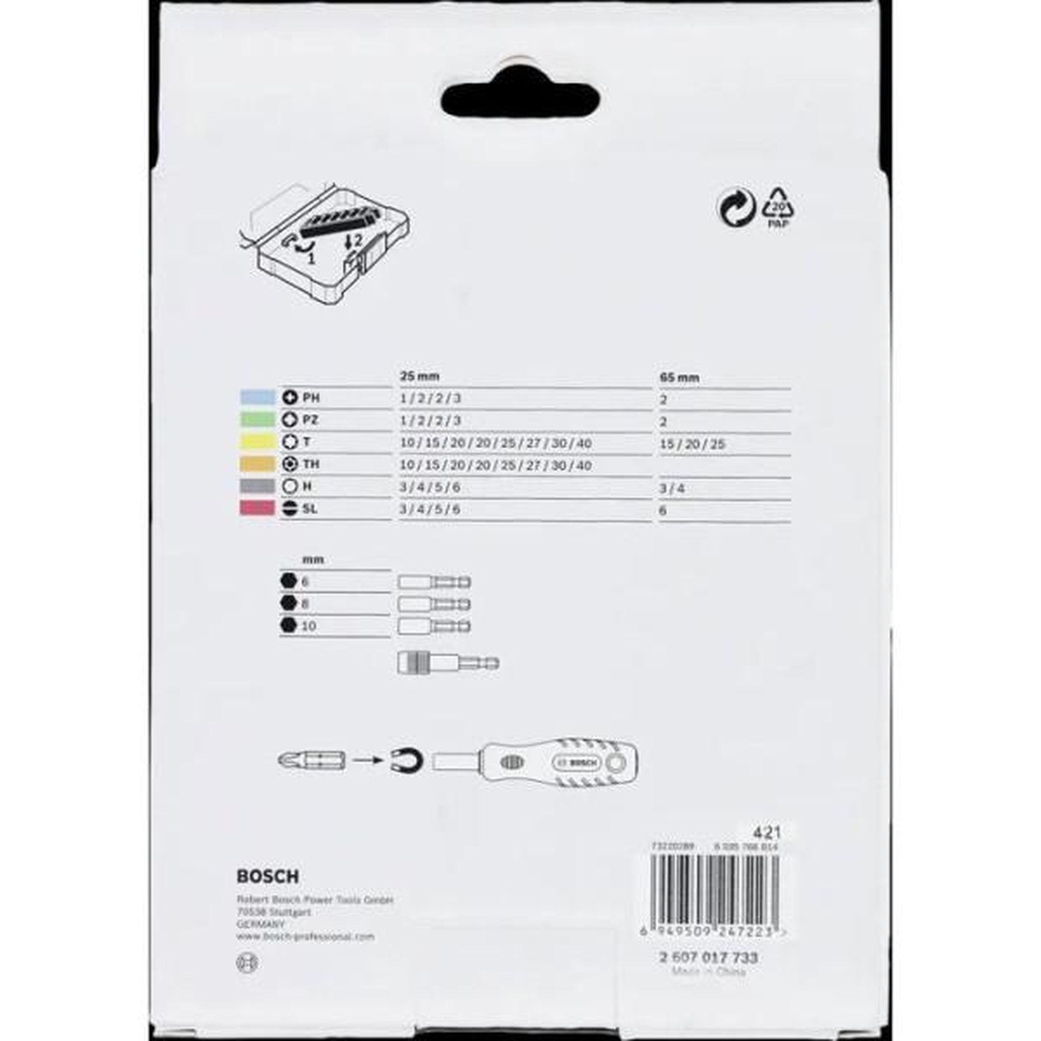 Voir la diapositive 3 : Bosch Professional Coffret de vissage 44 pcs bosch professional +poignée avec présentoir de comptoir