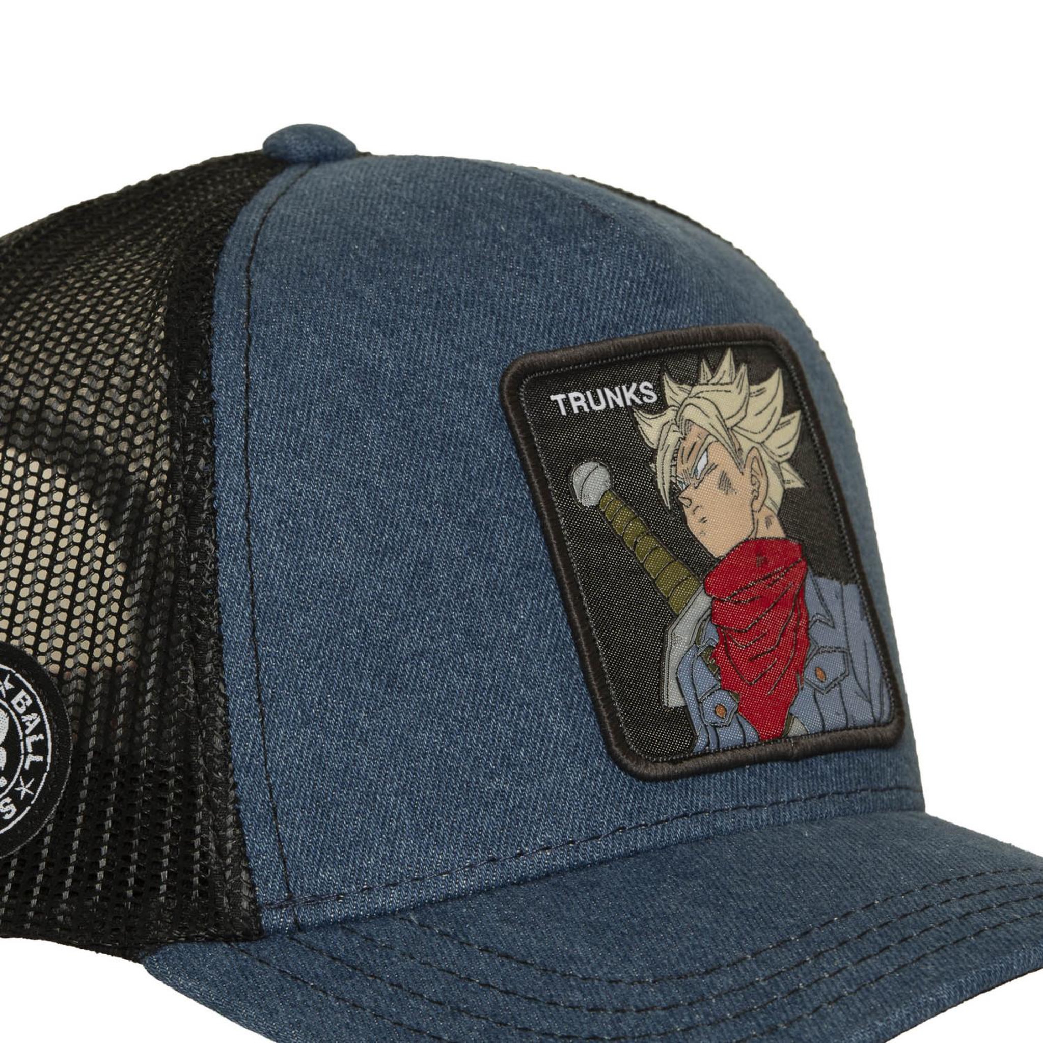 Voir la diapositive 3 : CAPSLAB Casquette trucker avec filet et patch dragon ball super trunks