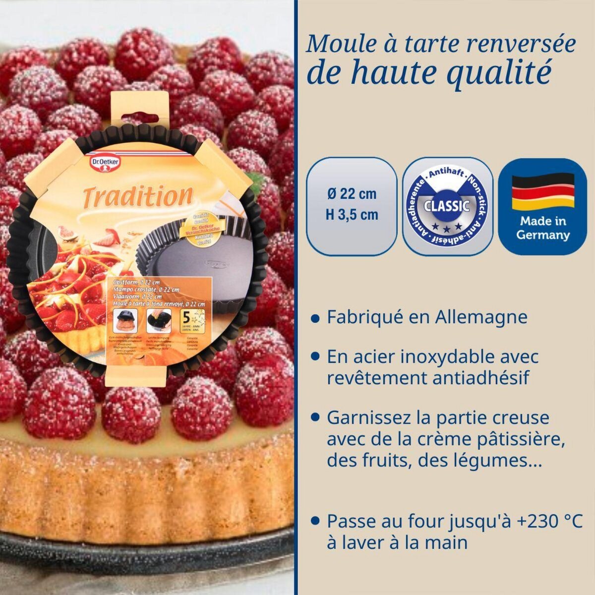 DR.OETKER Ensemble de 2 Moules à tarte renversée 22 cm Dr.Oetker Tradition