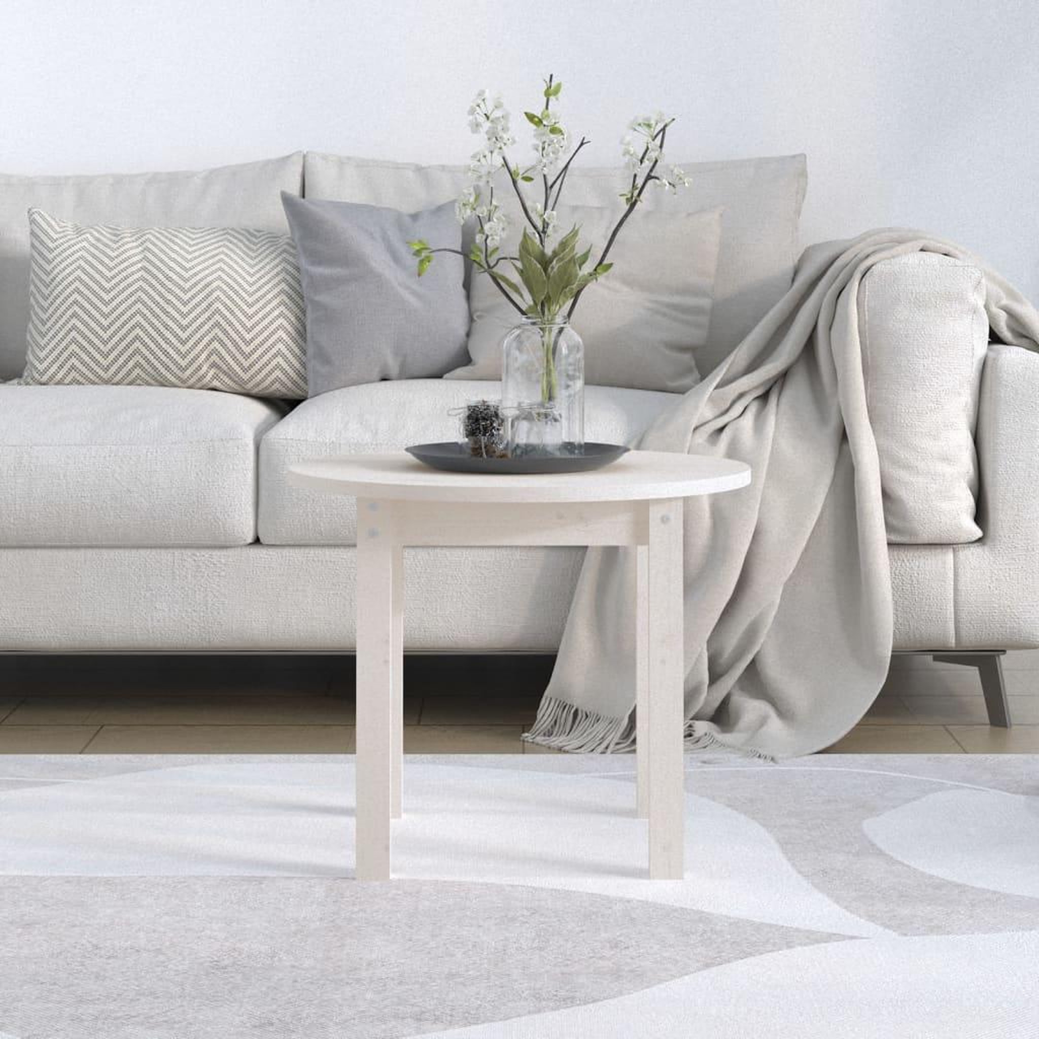 Voir la diapositive 3 : VIDAXL Table basse Blanc Ø 55x45 cm Bois massif de pin