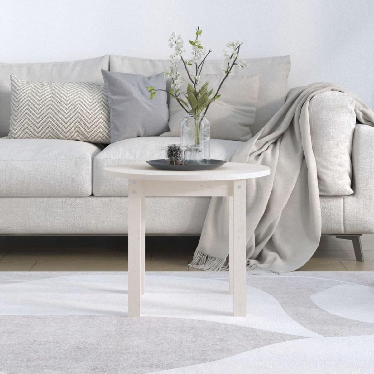 VIDAXL Table basse Blanc Ø 55x45 cm Bois massif de pin