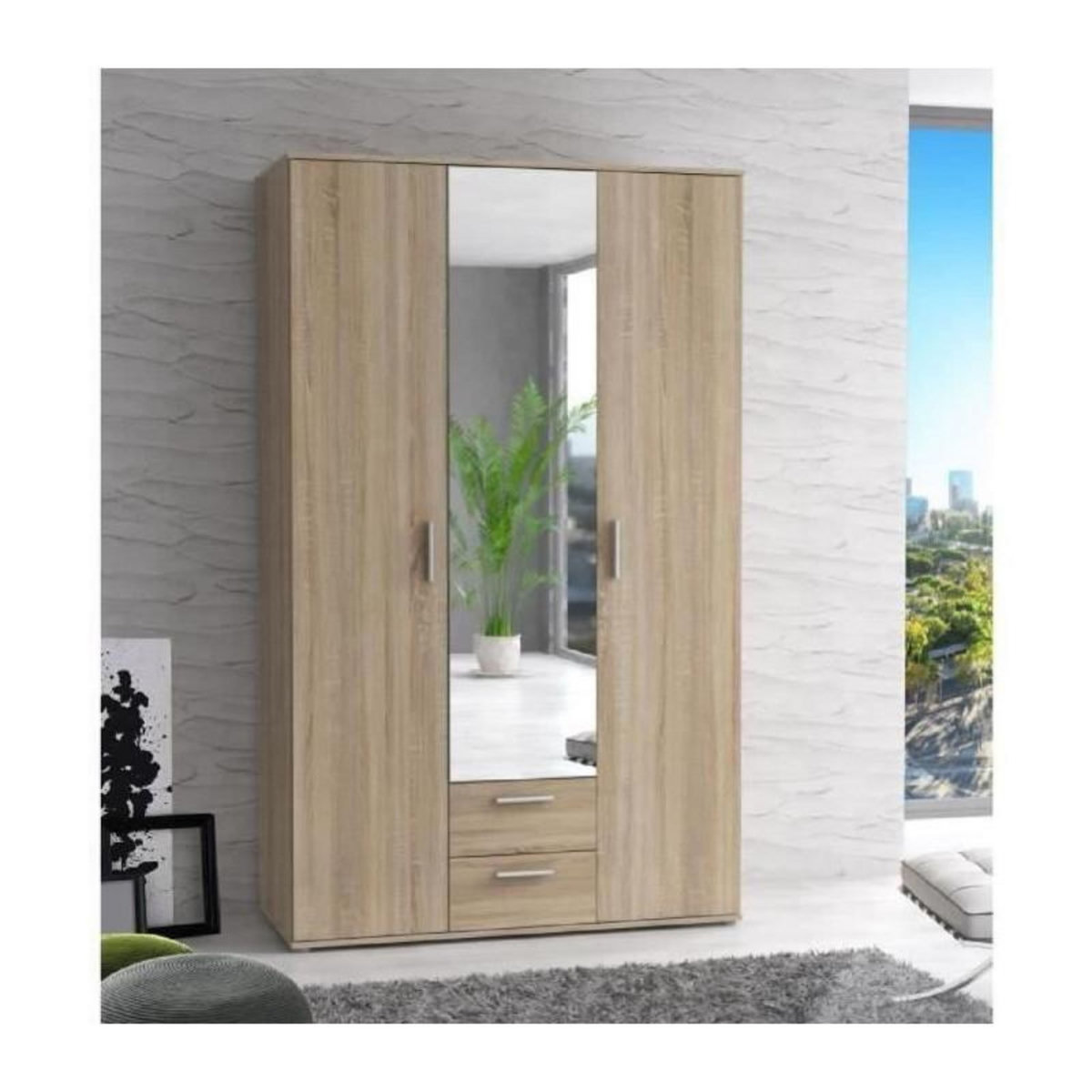FINLANDEK FINLANDEK Armoire de chambre SELKEA style contemporain decor chene sonoma - L 121 cm