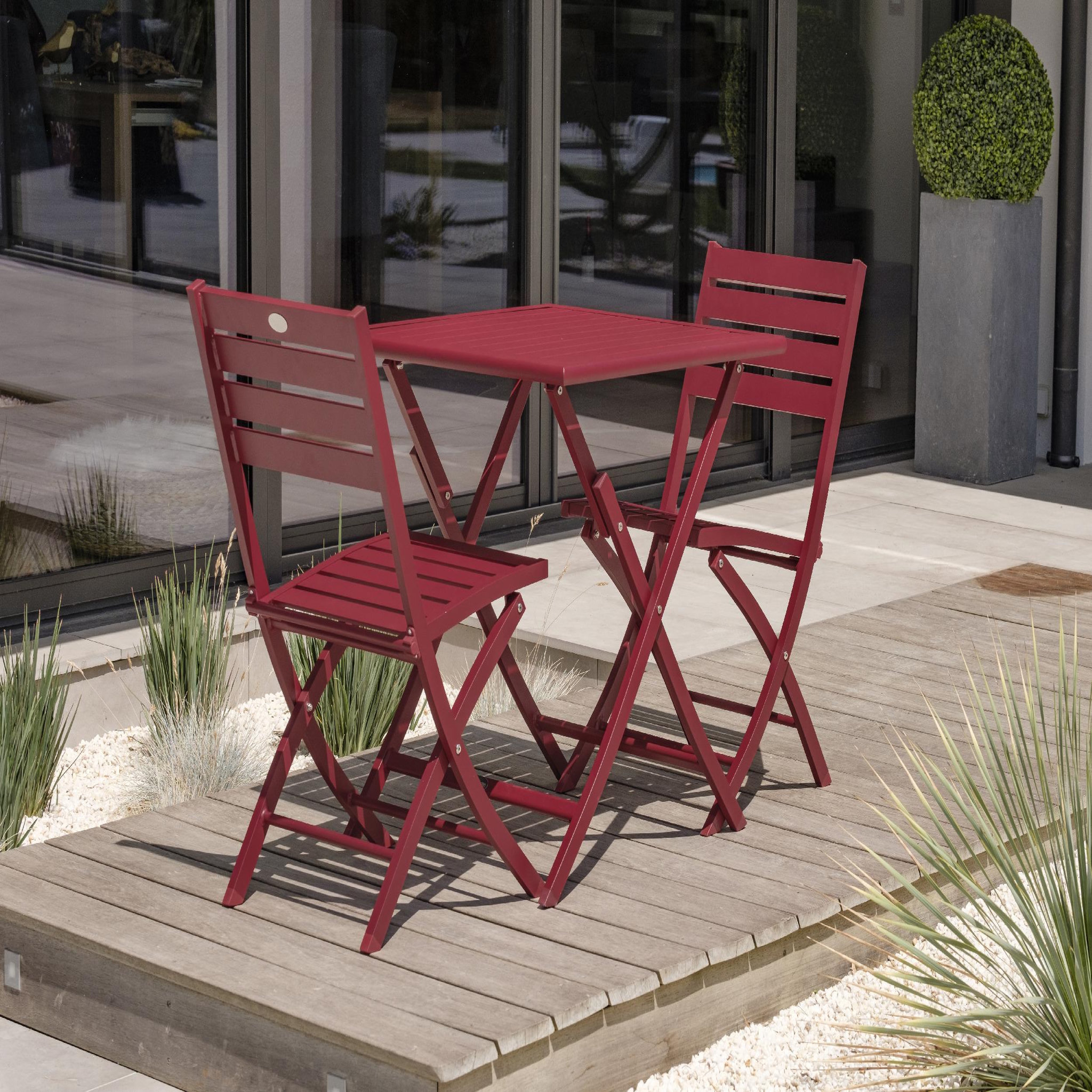 Voir la diapositive 3 : DCB GARDEN Lot de 2 chaises de jardin en aluminium